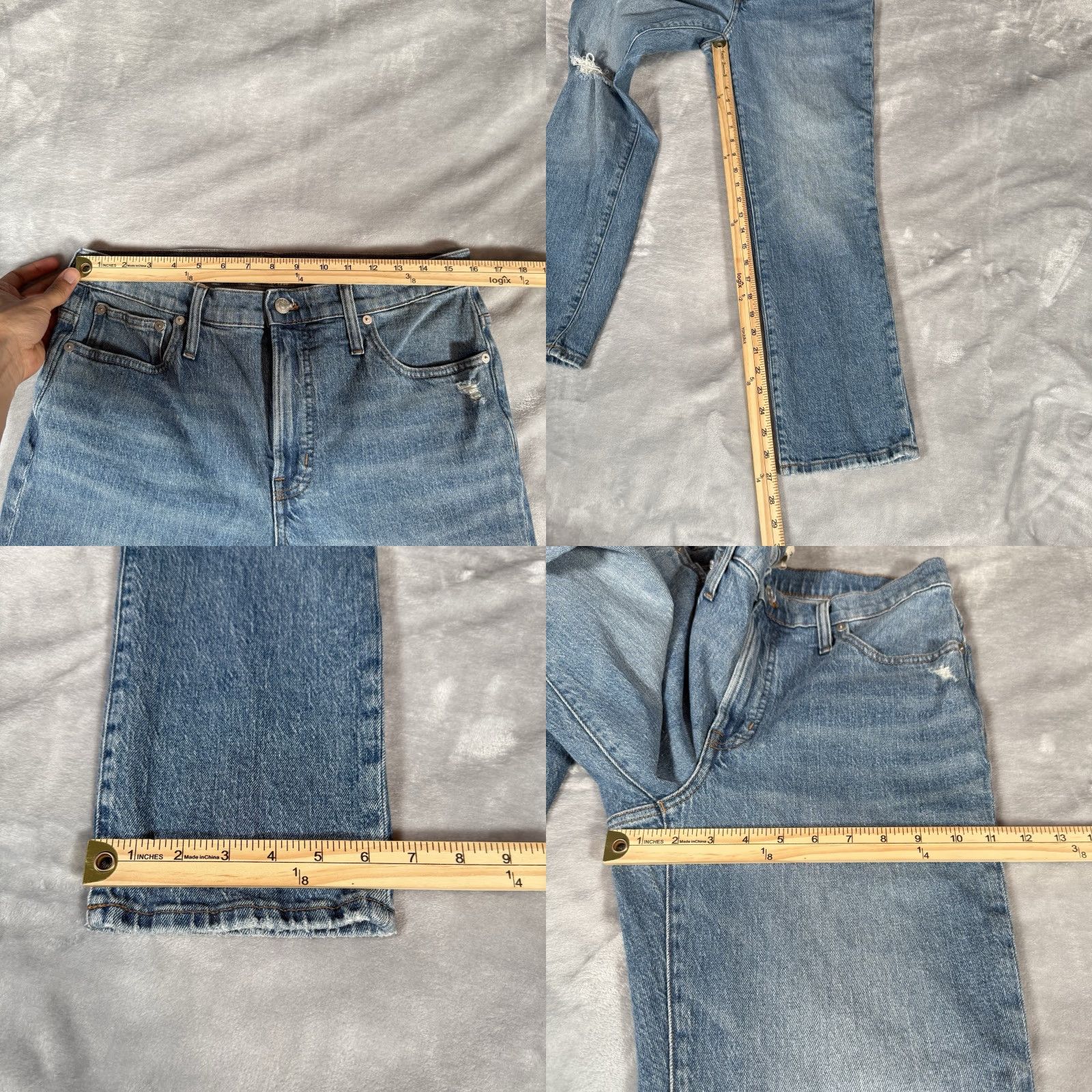 Madewell Madewell Mid Rise Distressed Jeans Womens 30 (Fits 32x27) Blue Regular Straight Size 30" / US 8 / IT 44 - 8 Thumbnail