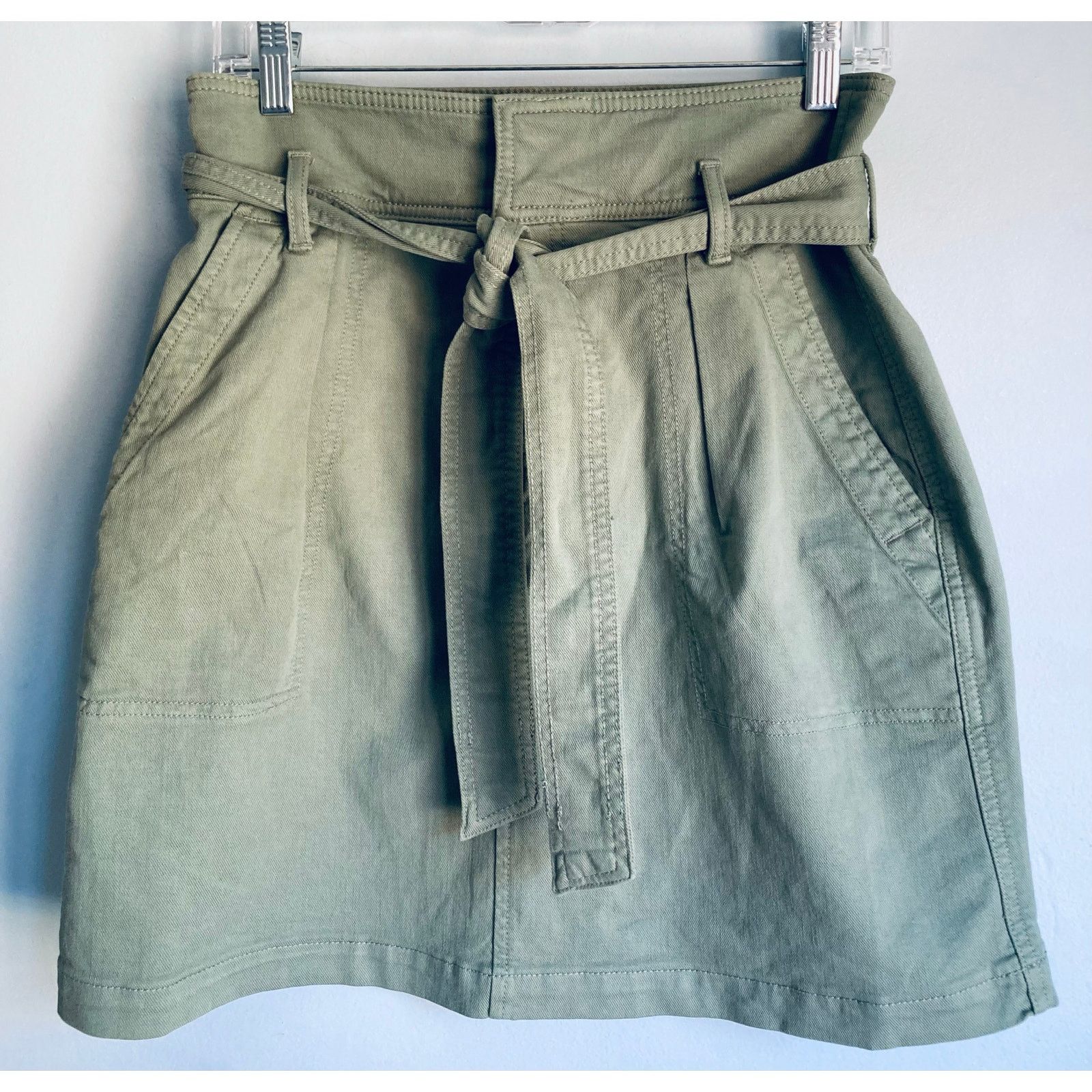 Loft LOFT Paperbag Tie Waist Pocket Skirt Green Size 4 NWT Size 27" / US 4 / IT 40 - 2 Thumbnail