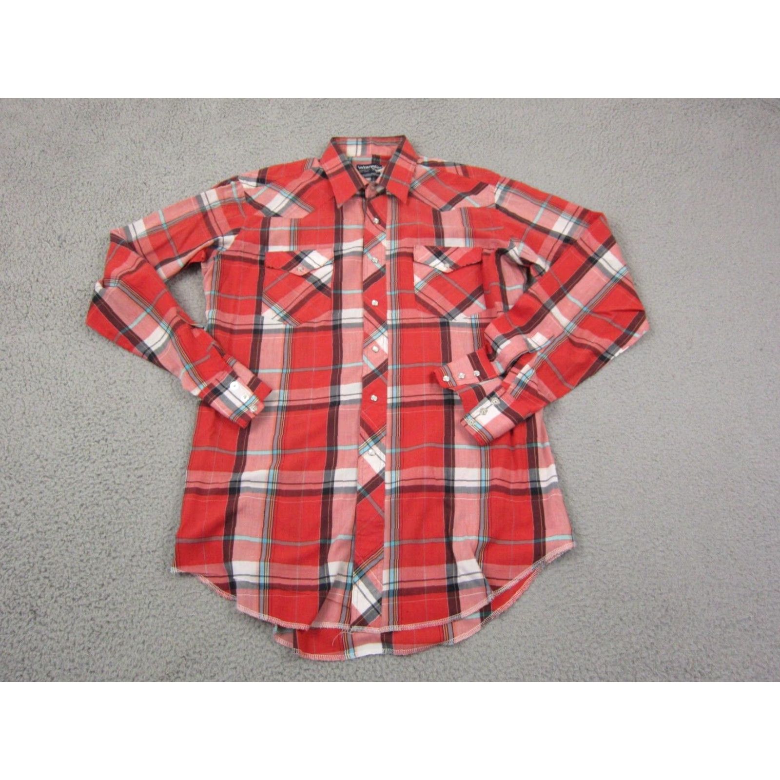 Wrangler Vintage Wrangler Shirt Mens 16.5 Red Plaid Cotton Button-Up Western Casual Cowboy 80s Mens Size US XL / EU 56 / 4 - 2 Thumbnail