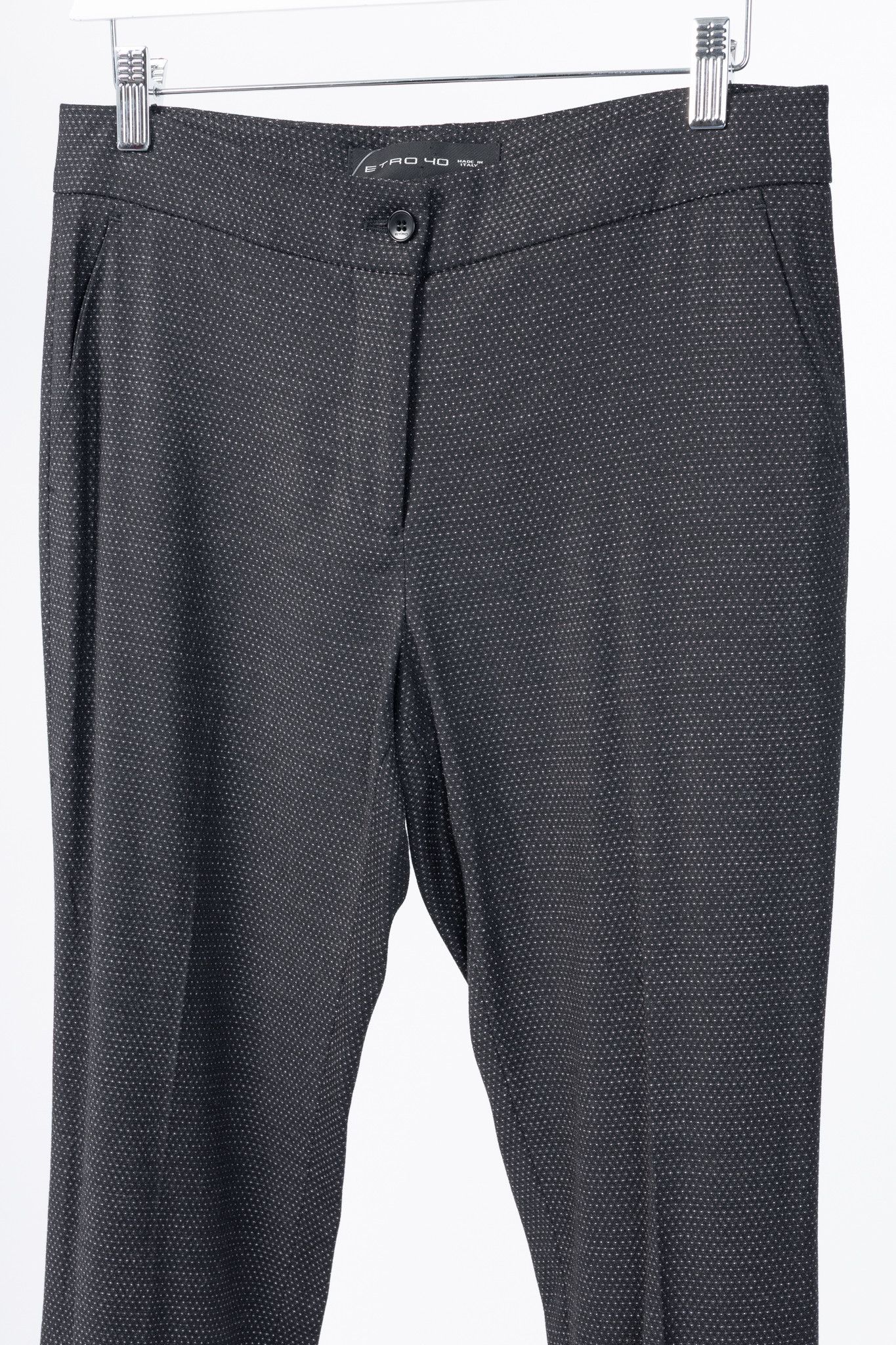 Etro Etro Black Micro-Dot Wool-Blend Cuffed Trousers Size 27" / US 4 / IT 40 - 3 Thumbnail