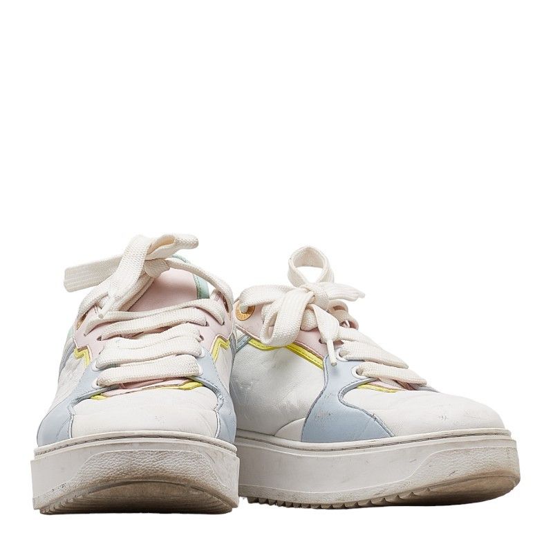 image of Louis Vuitton Leather Time Out Sneakers in White, Women's