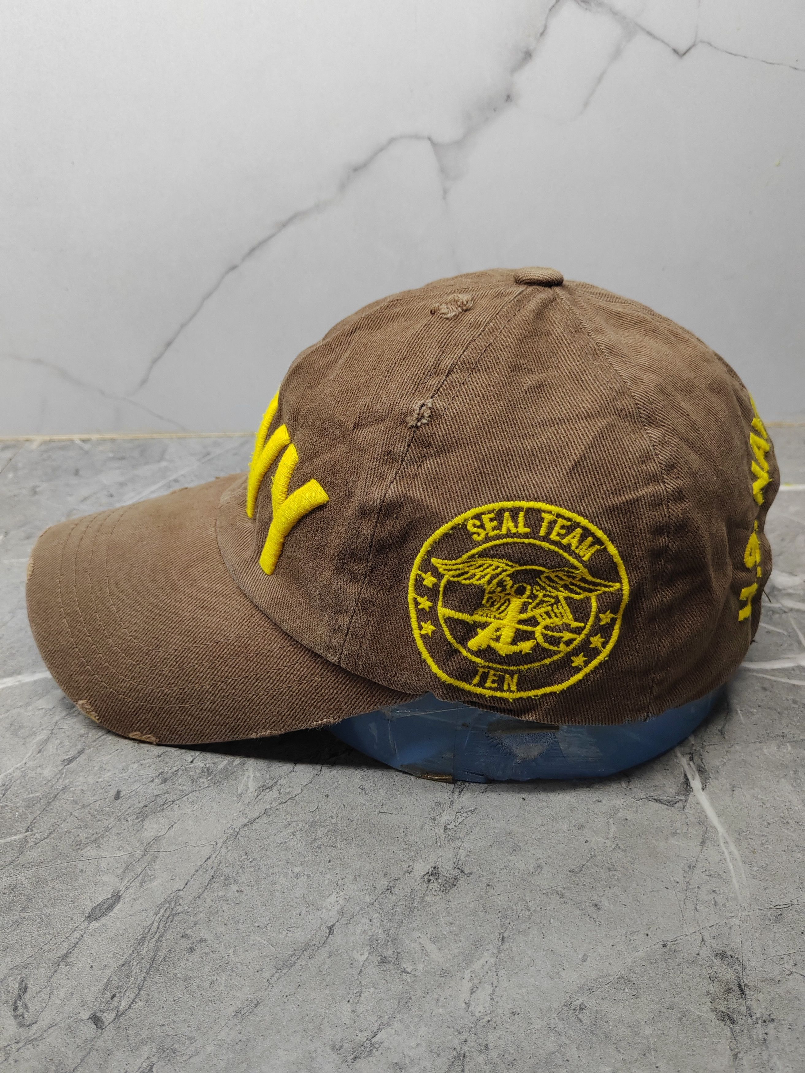 Vintage Vintage NAVY Distressed Style Cap Hat Size ONE SIZE - 4 Thumbnail