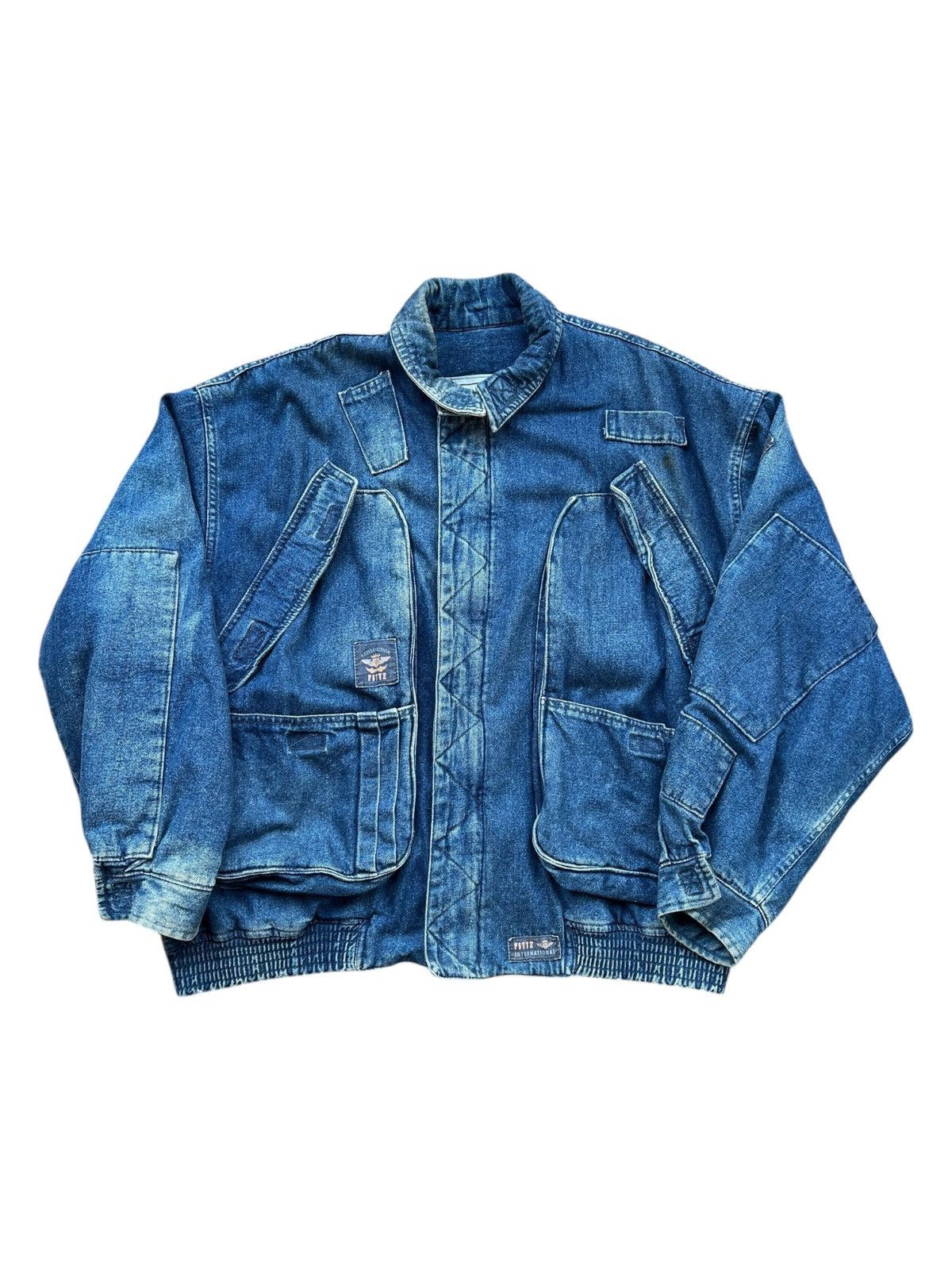 Japanese Brand 1990s FITTZ Utility Heavy Weight Multi Pocket Denim Jacket Size US XL / EU 56 / 4 - 1 Thumbnail