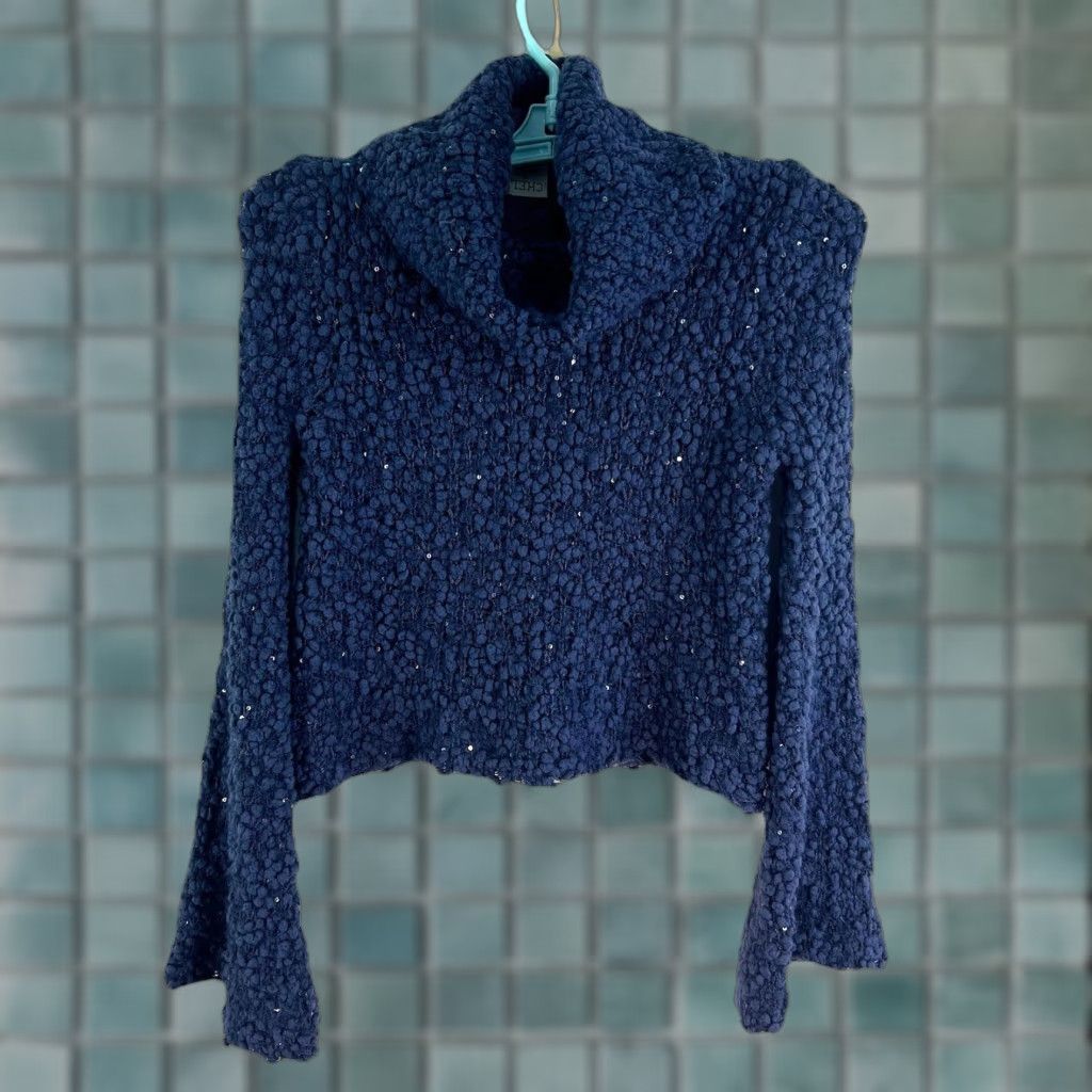 Vintage Chelsea & Violet Ariana Pebble Knit Bell Sleeve Sweater Womens XS Sapphire Blue Pullover Casual Knit Open-Knit Sweater Womens XS Bell Sleeve 90s? Size XS / US 0-2 / IT 36-38 - 1 Thumbnail