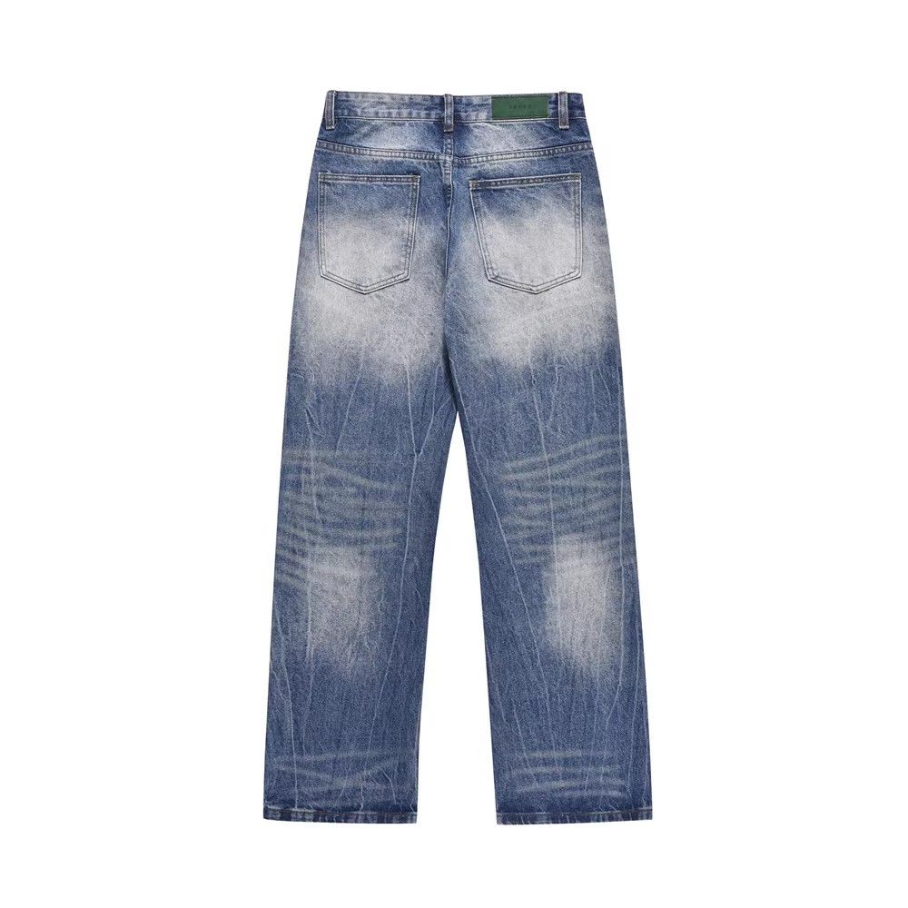 Japanese Brand × Jean American washed distressed men's loose retro casual jeans Size US 32 / EU 48 - 2 Thumbnail