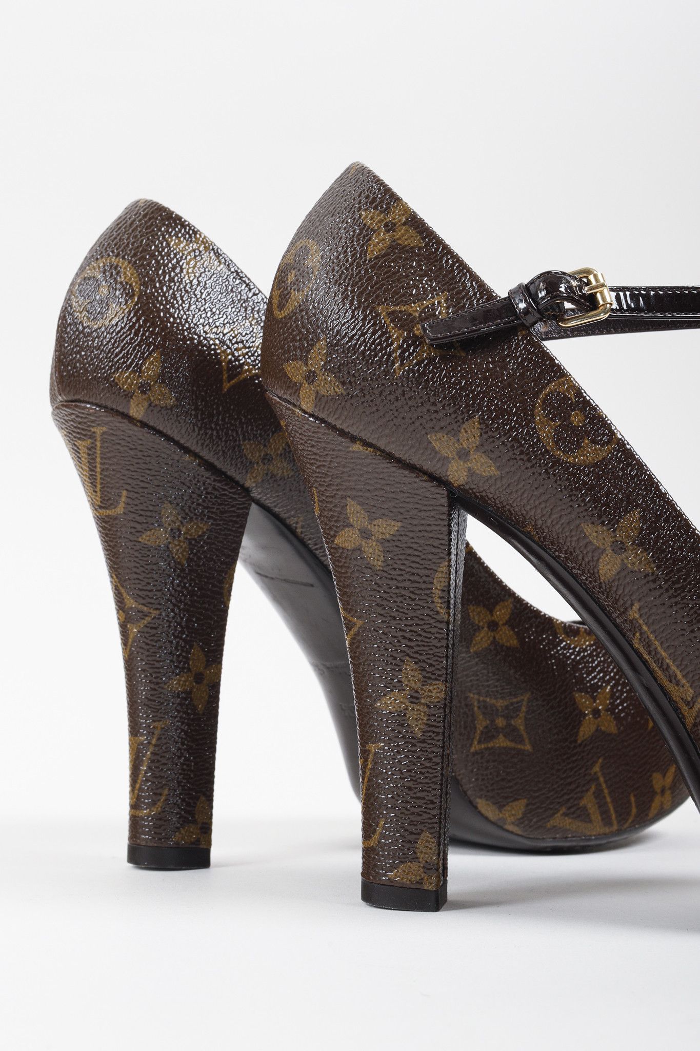 Louis Vuitton Louis Vuitton Brown Monogram Canvas Peep Toe Mary Jane Pumps Size US 6 / IT 36 - 7 Thumbnail