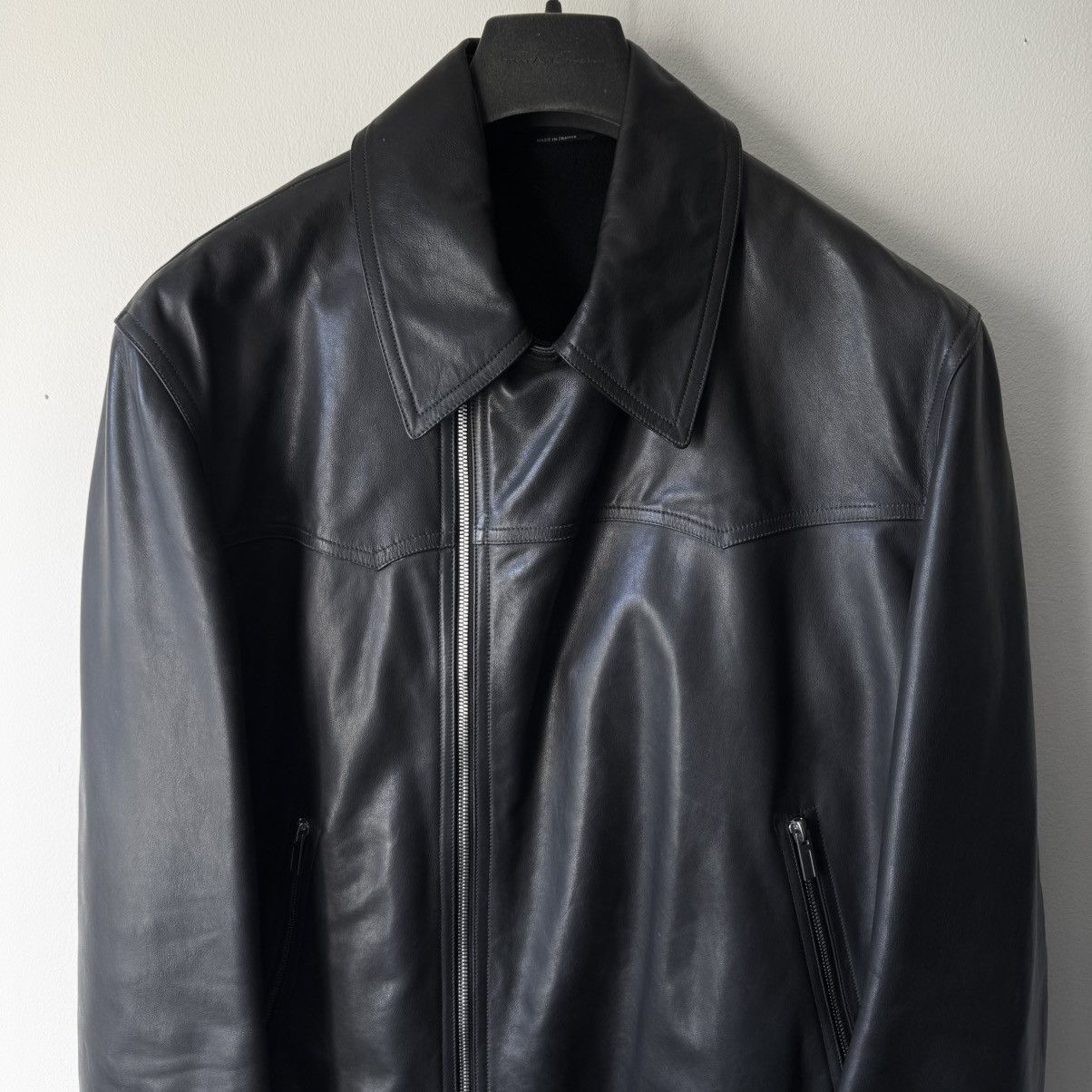 Hermes Hermes Black Calf Leather Cashmere Lined Cropped Jacket Size US L / EU 52-54 / 3 - 2 Thumbnail