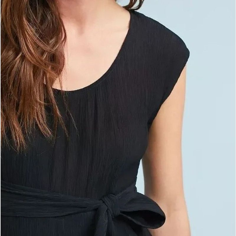 Anthropologie Anthropologie Abbey Tie Waist Black Gauzy Jumpsuit Size 4 Size 27" / US 4 / IT 40 - 7 Thumbnail