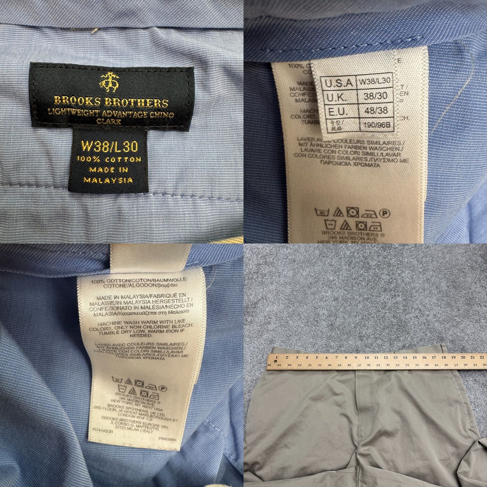 Lacoste Brooks Brothers Chino Pants Mens 38x30 Cotton Tan Modern Regular Straight Slant Pocket Modern Beltloop 38 in inseam Size US 38 / EU 54 - 8 Thumbnail