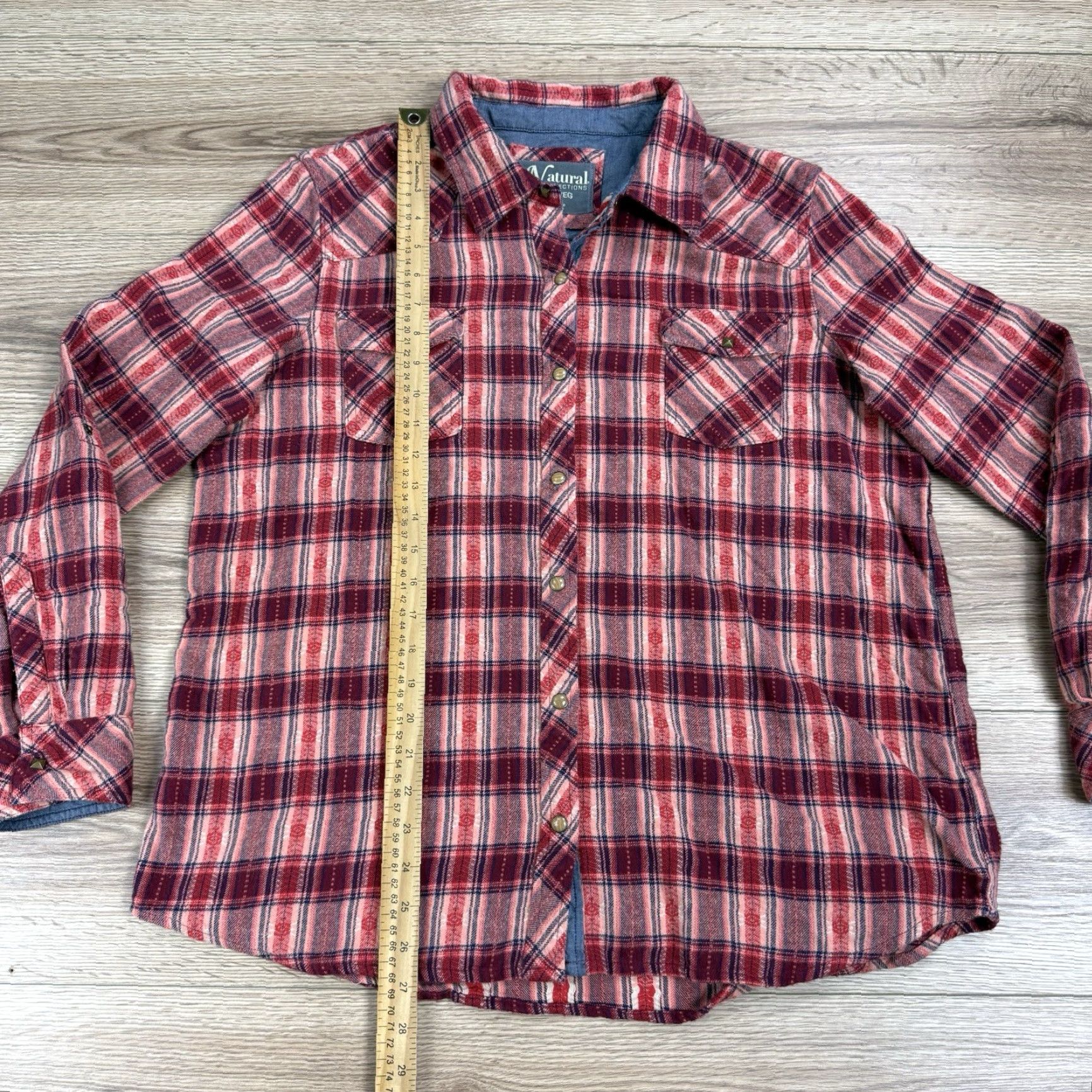 Vintage Natural Reflections Shirt Womens XL Red Plaid Western Snap Flannel Button-Up Size XL / US 12-14 / IT 48-50 - 4 Thumbnail