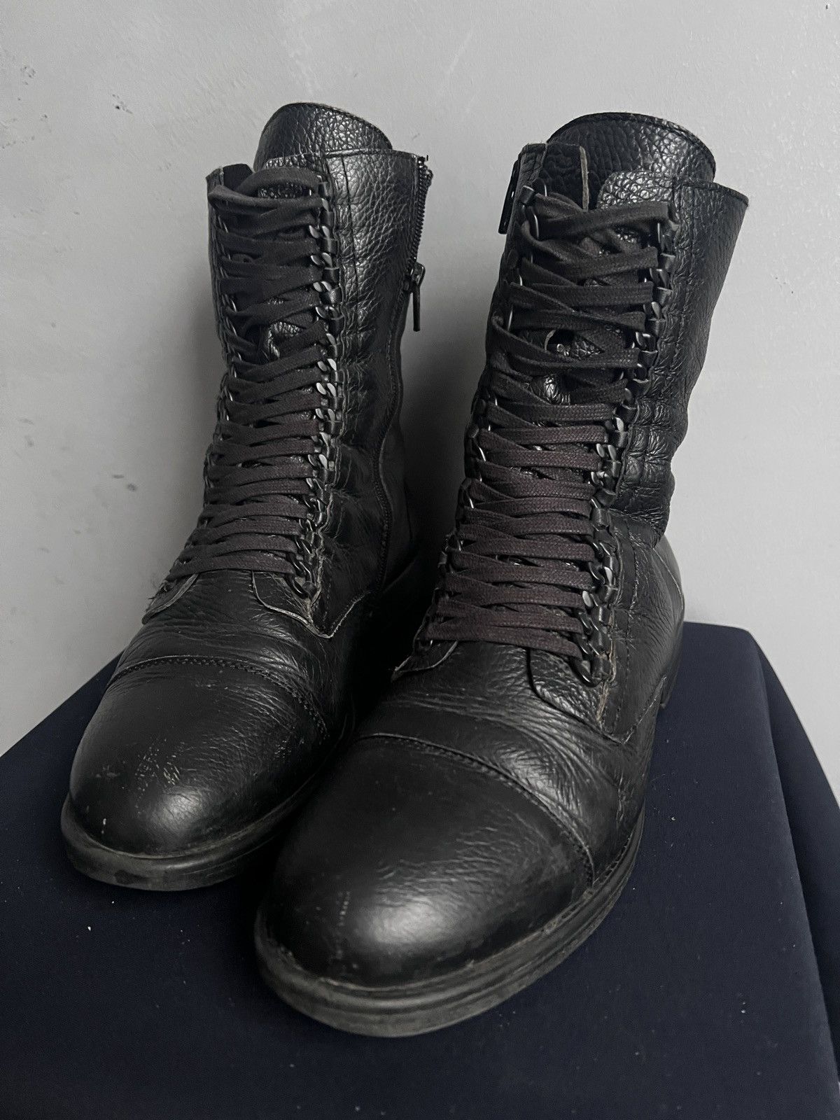 Hedi Slimane Black Leather Lace-up Boots combat boots y2k hedi slimane Size US 8 / EU 41 - 6 Thumbnail
