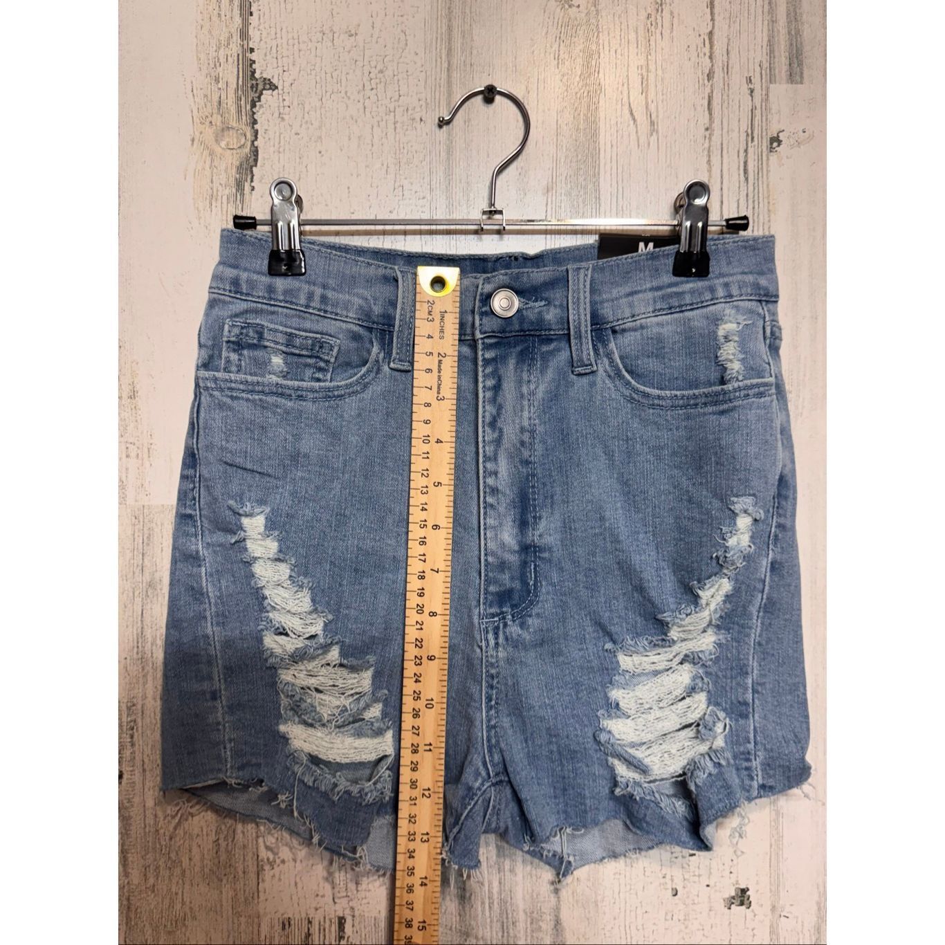 Other Fashion Nova Distressed Denim Shorts | High-Waisted Frayed Jean Shorts Size Medium Size 28" / US 6 / IT 42 - 8 Thumbnail