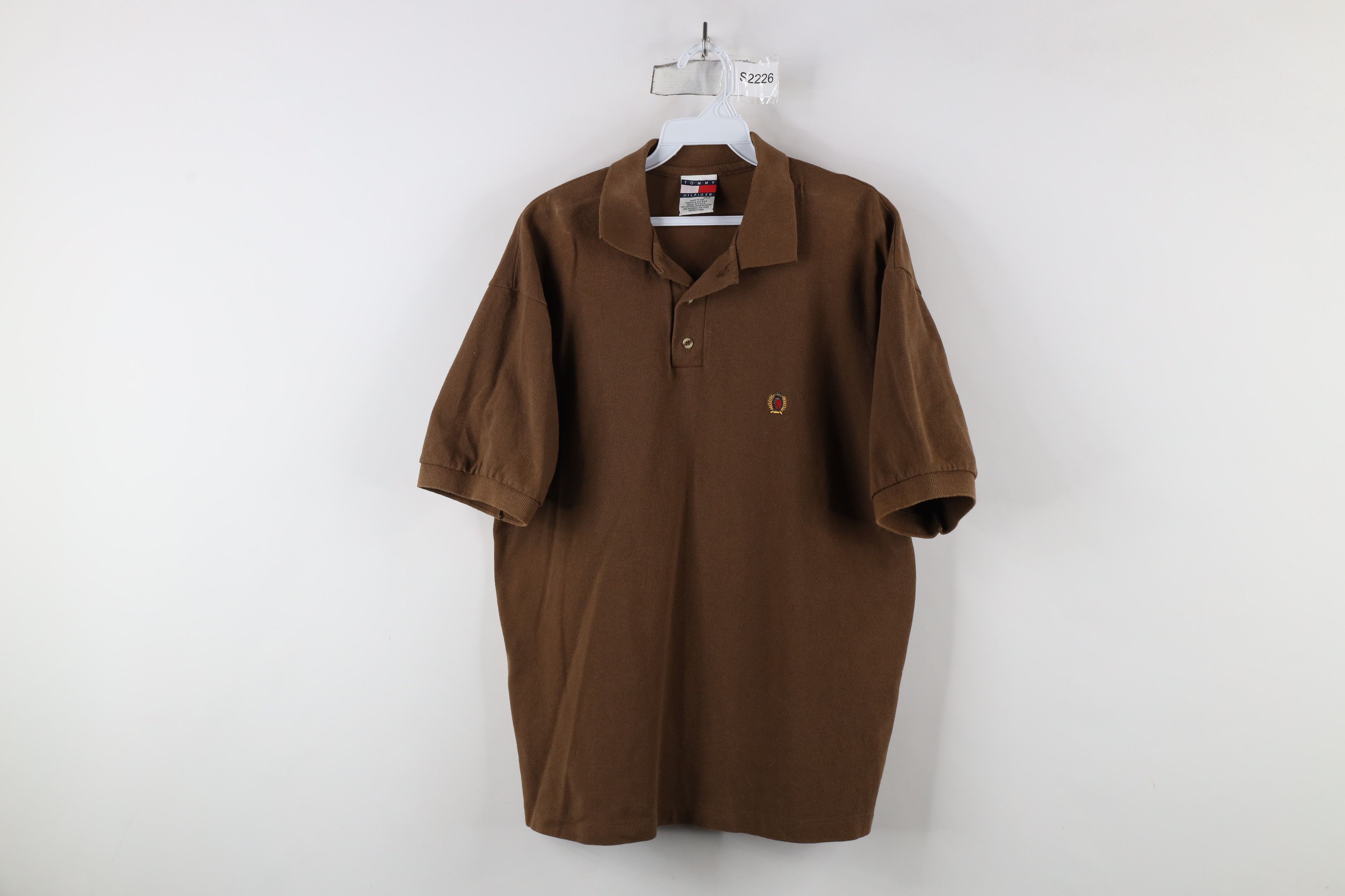 Tommy Hilfiger × Vintage Vintage 90s Tommy Hilfiger Pique Cotton Polo Shirt Brown USA Size US L / EU 52-54 / 3 - 1 Thumbnail