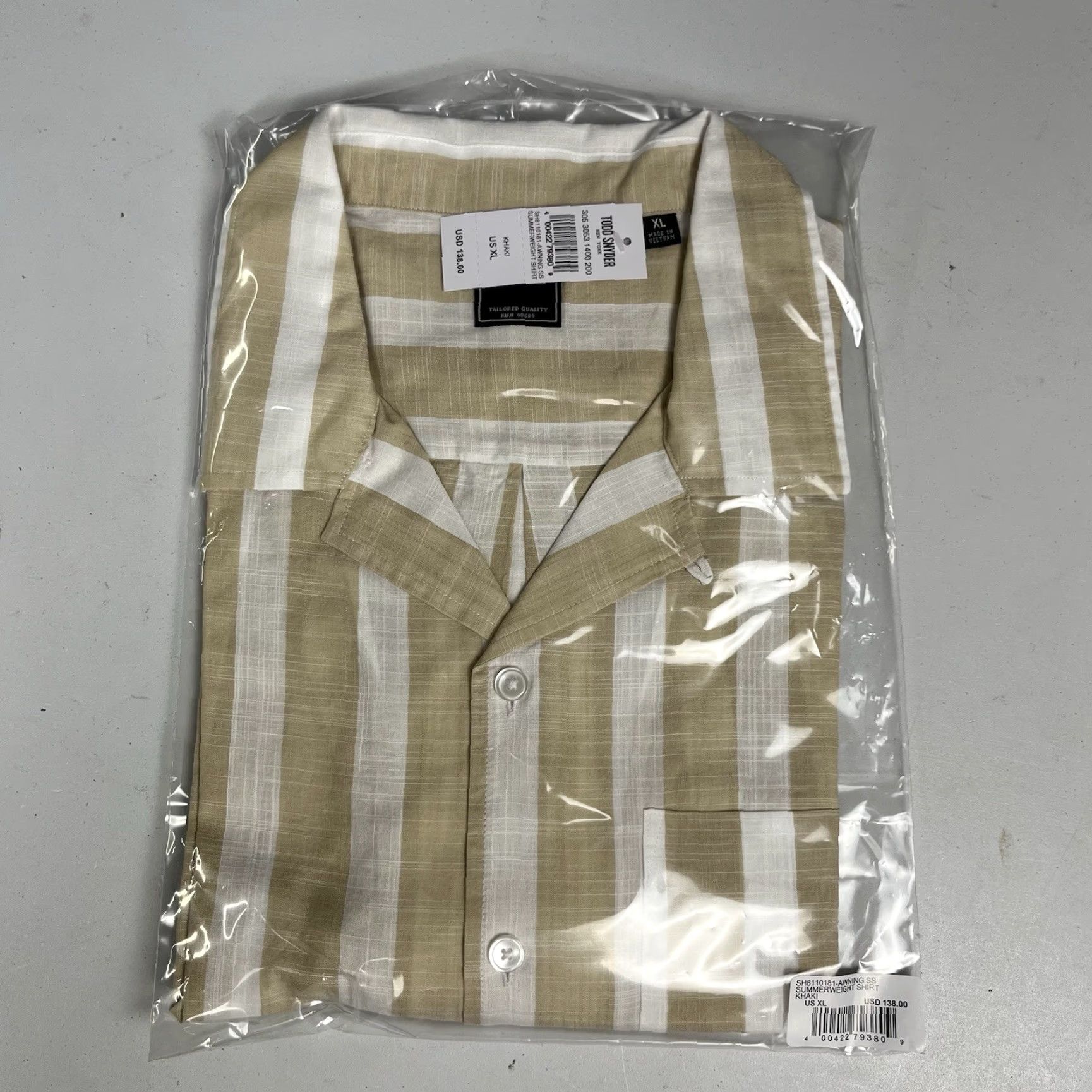 Todd Snyder Todd Snyder Shirt Camp Collar Shirt XL Beige Stripe Short Sleeve Button-Up Men Size US XL / EU 56 / 4 - 2 Thumbnail
