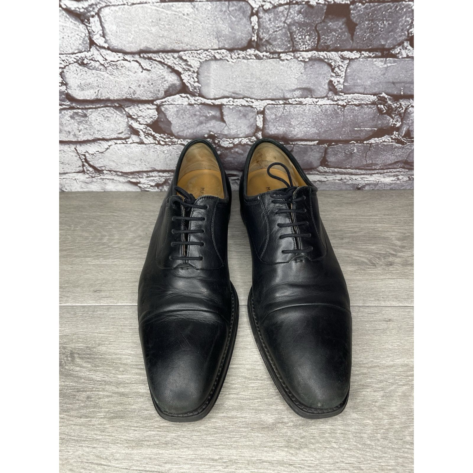 Magnanni Magnanni Black Leather Cap Toe Lace Up Oxfords Dress Shoes M Size US 10 / EU 43 - 11 Thumbnail