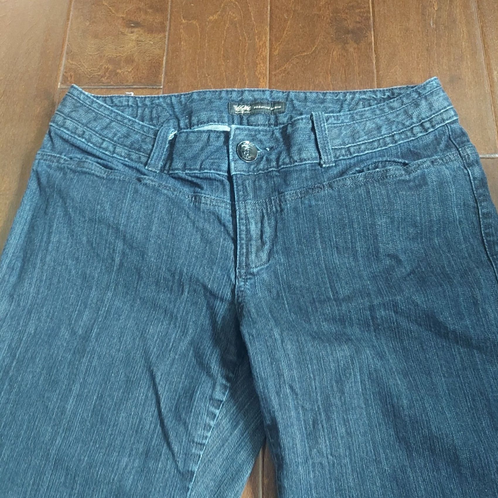 Mossimo Mossimo Women's Denim Jeans - Size 12 - Blue - Cotton Spandex - Regular - Straight - Dark Wash - Button Closure - Solid - Women Size 34" / US 12 / IT 48 - 4 Thumbnail