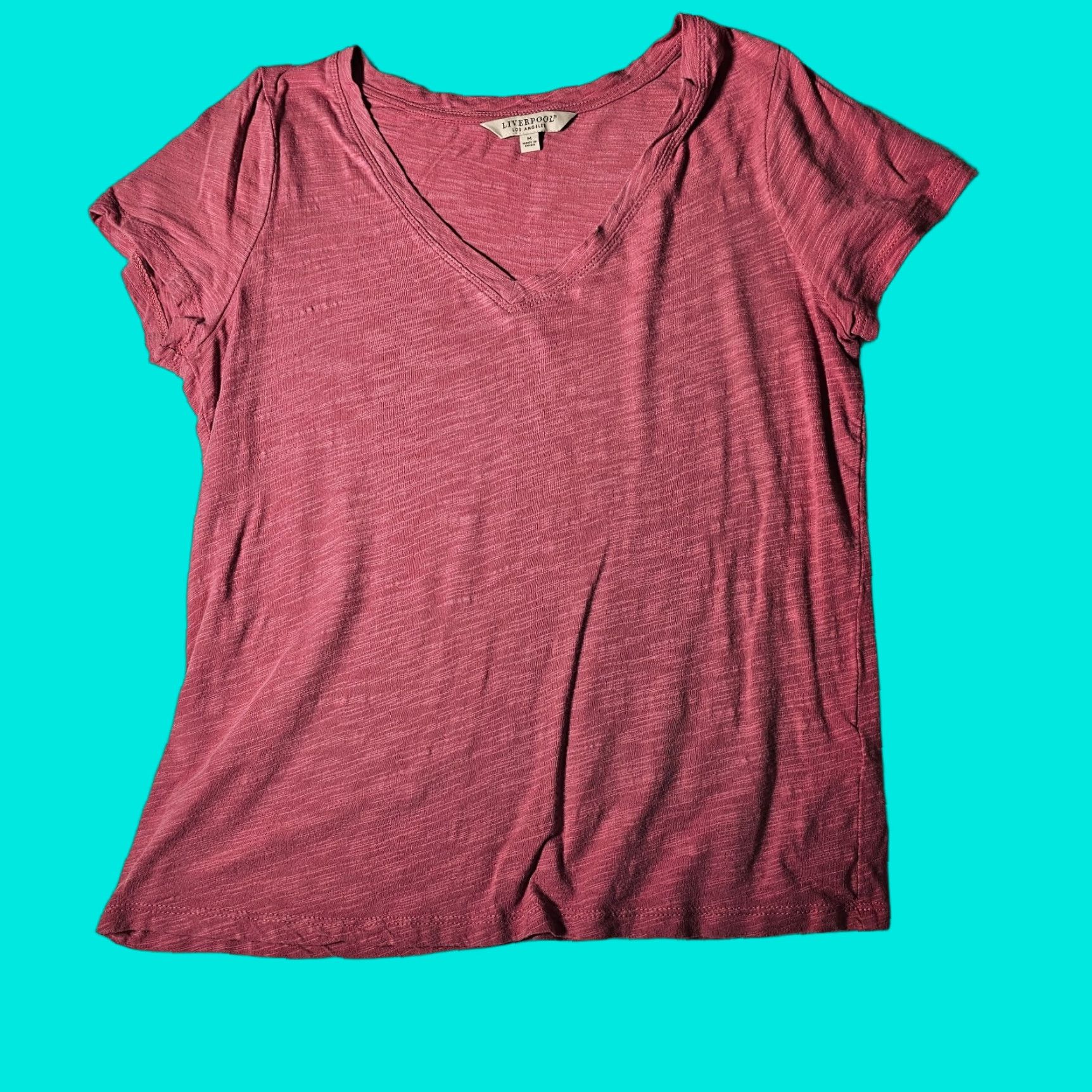 Vintage Liverpool T Shirt Women M Pink Rose Knit Cotton Modal Off Shoulder Slub Cap Sleeve Casual Basic Size M / US 6-8 / IT 42-44 - 1 Thumbnail