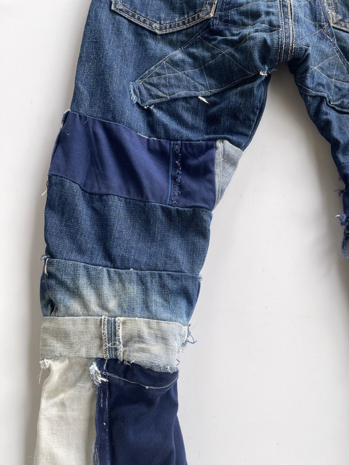 Vintage Vintage WestRider Remake Patchwork Distressed Flare Size 29" - 10 Thumbnail