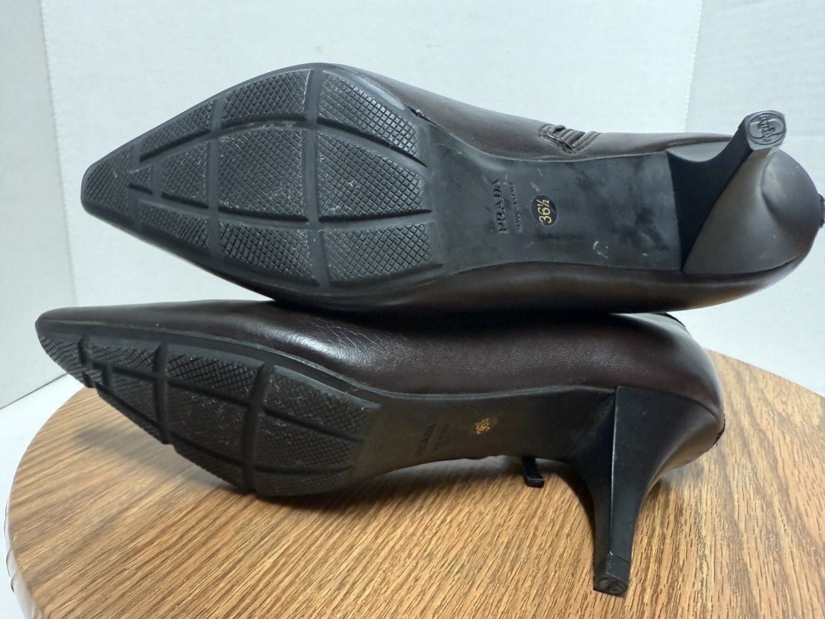Prada Prada Brown Leather Black Rubber Sole Ankle Boots 36.5 (6.5) Size US 6.5 / IT 36.5 - 8 Thumbnail