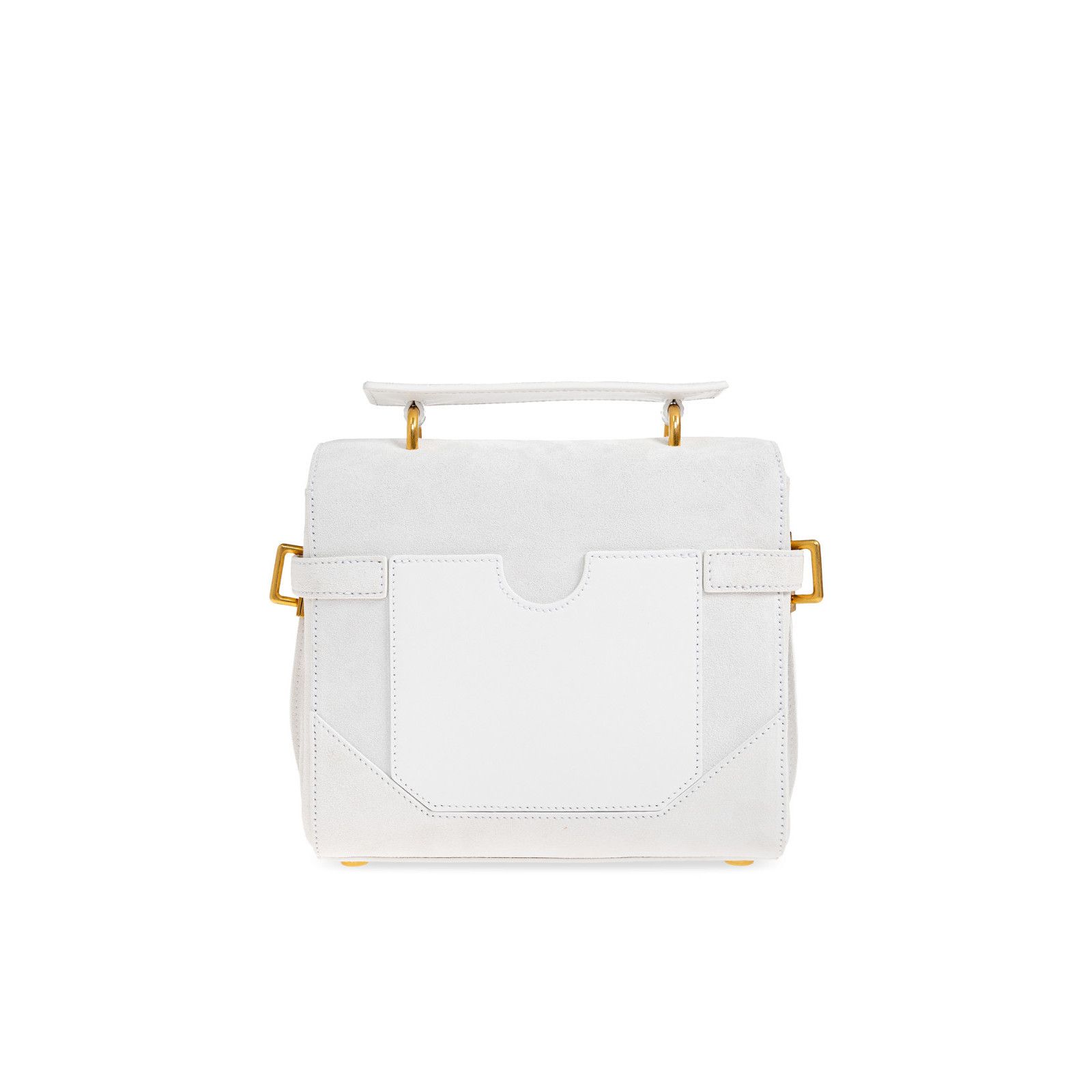 Balmain BALMAIN B-Buzz 23 White Suede Top Handle Bag New & Authentic Size ONE SIZE - 4 Thumbnail