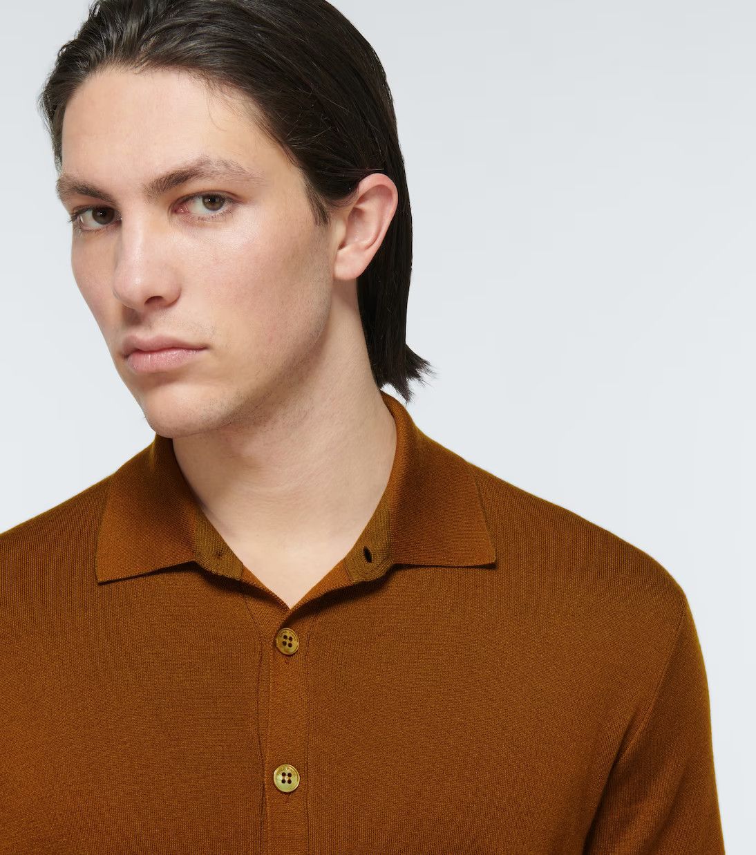 Loro Piana o1w1db10724 Cashmere and Silk Polo Sweater in Brown Size US XL / EU 56 / 4 - 5 Thumbnail