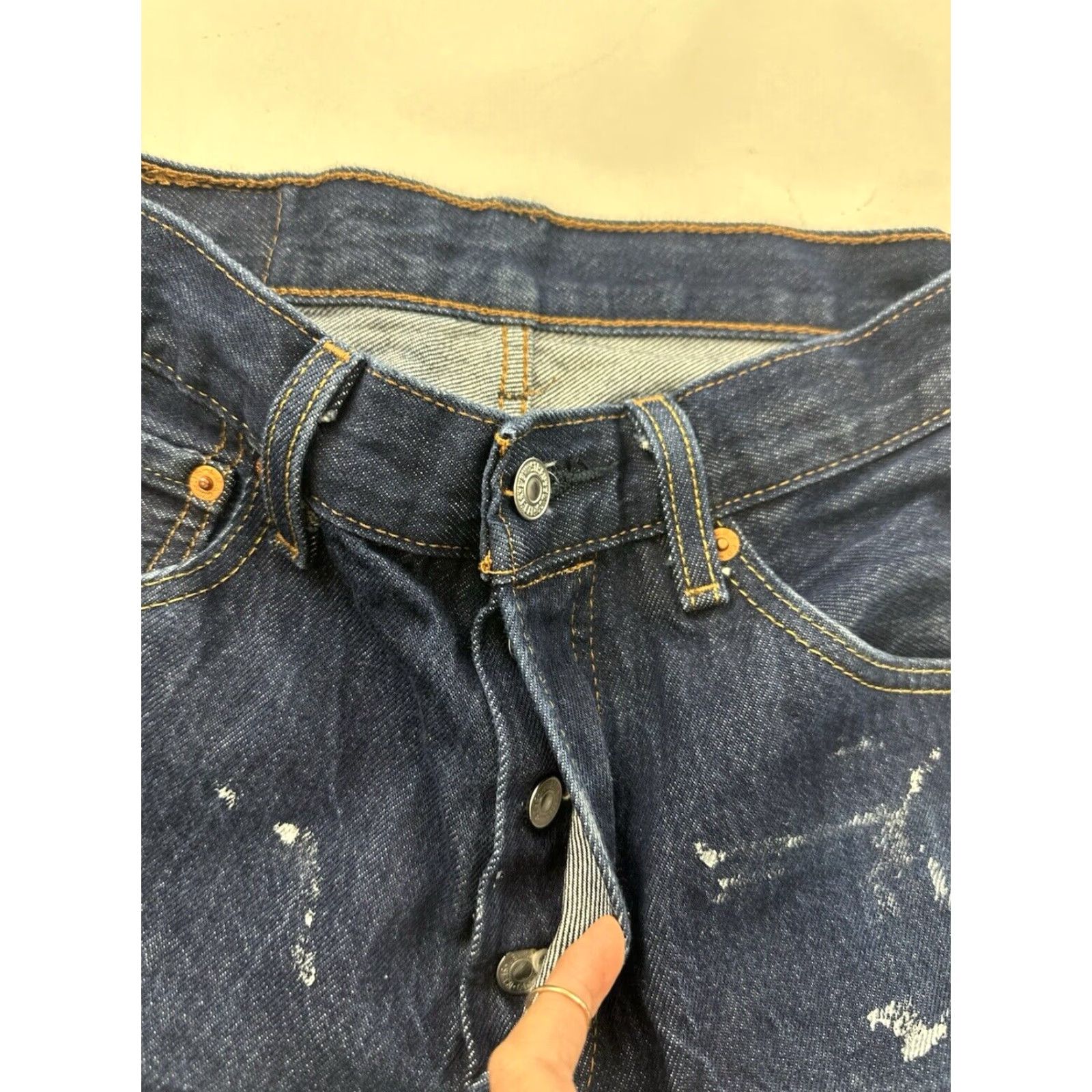 Levi's Levi’s 501 Jeans Mens 28 Regular Dark Blue Paint Spattered Wash Tag 29x34 Not Redline Size US 28 / EU 44 - 6 Thumbnail