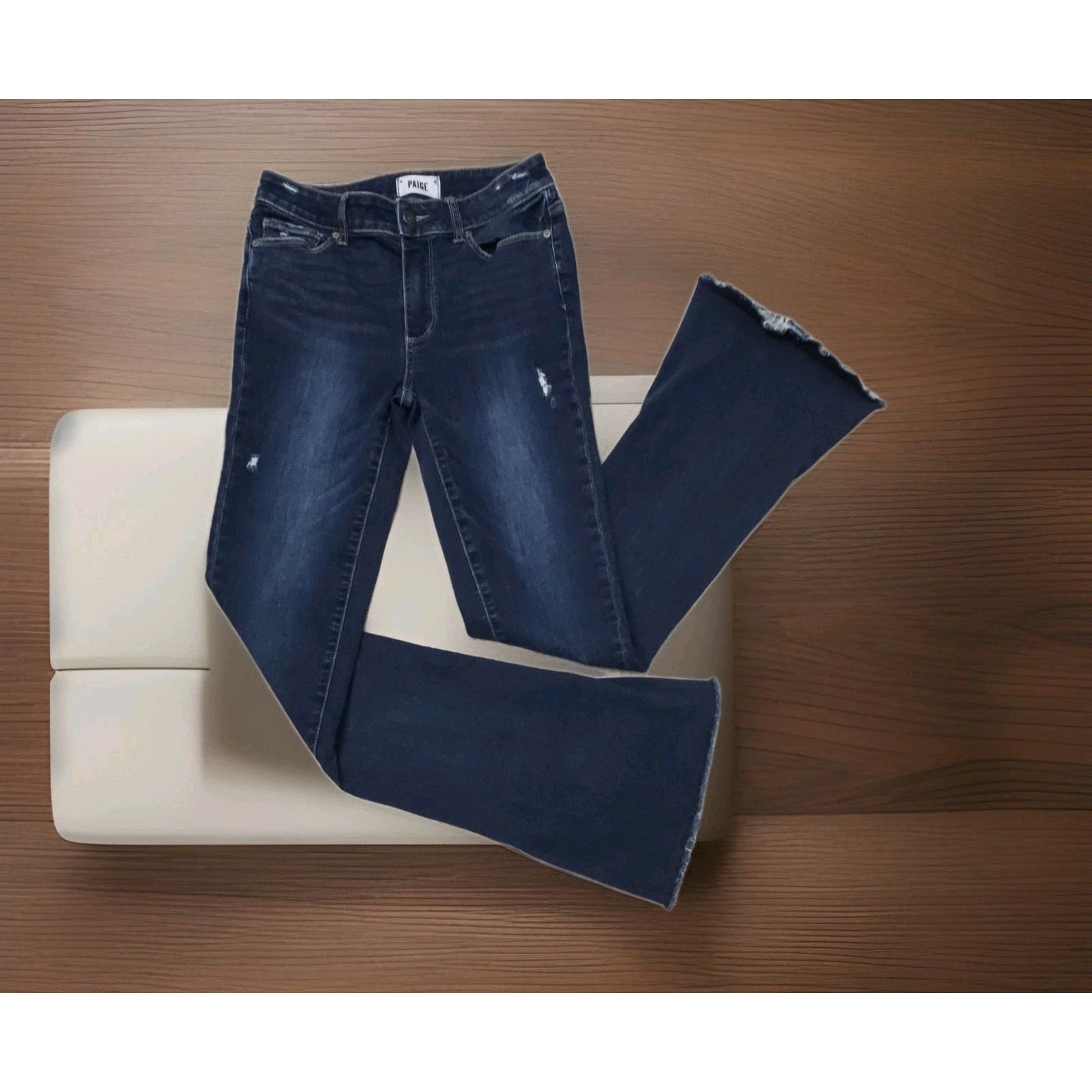 Paige Paige Jeans Womens High Rise Lou Lou Flare Leg Denim 28 Size 28" / US 6 / IT 42 - 4 Thumbnail