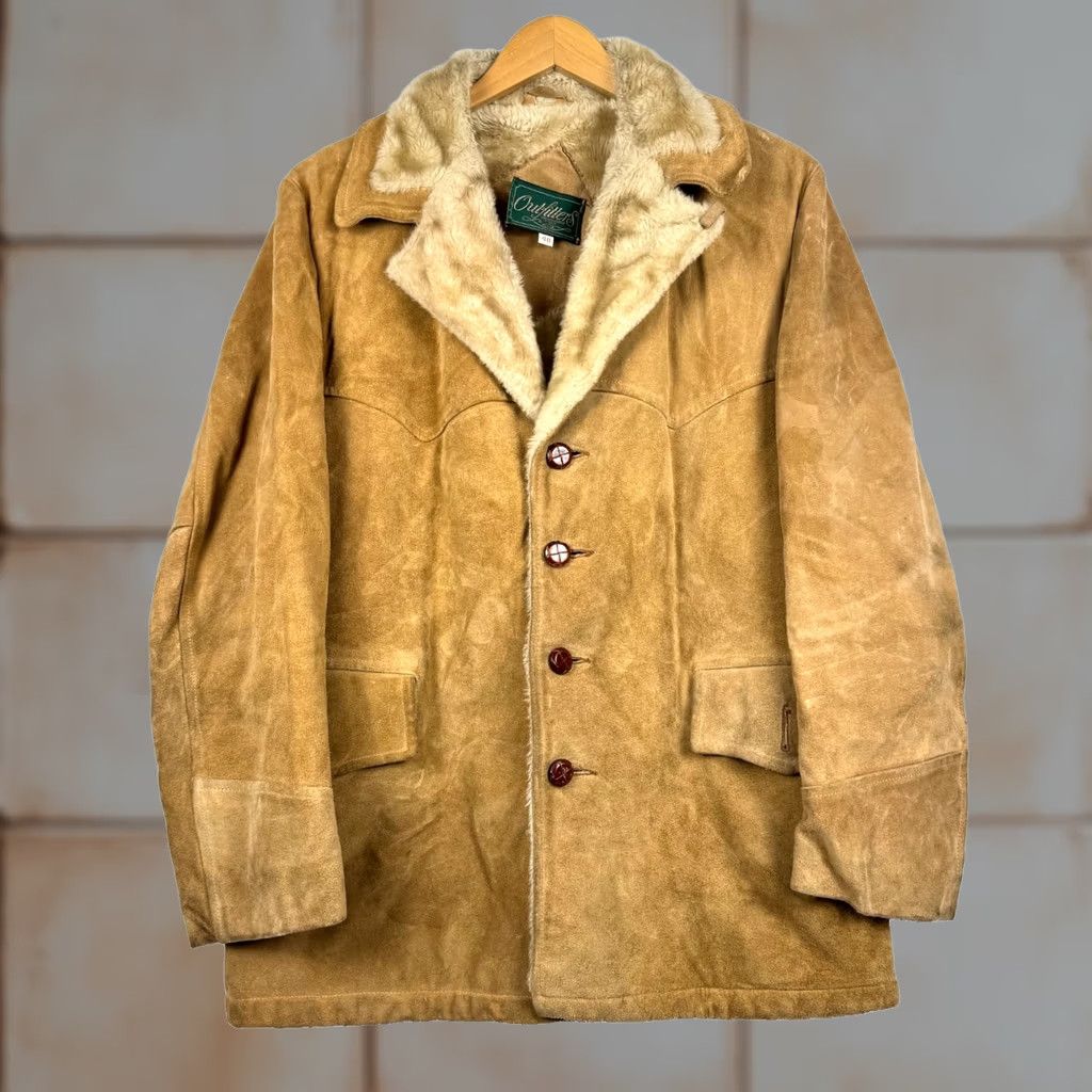 Urban Outfitters VINTAGE Outfitters Suede Rancher Western Coat Faux Fur Lined 1970s Mens L Brown Size US L / EU 52-54 / 3 - 1 Thumbnail
