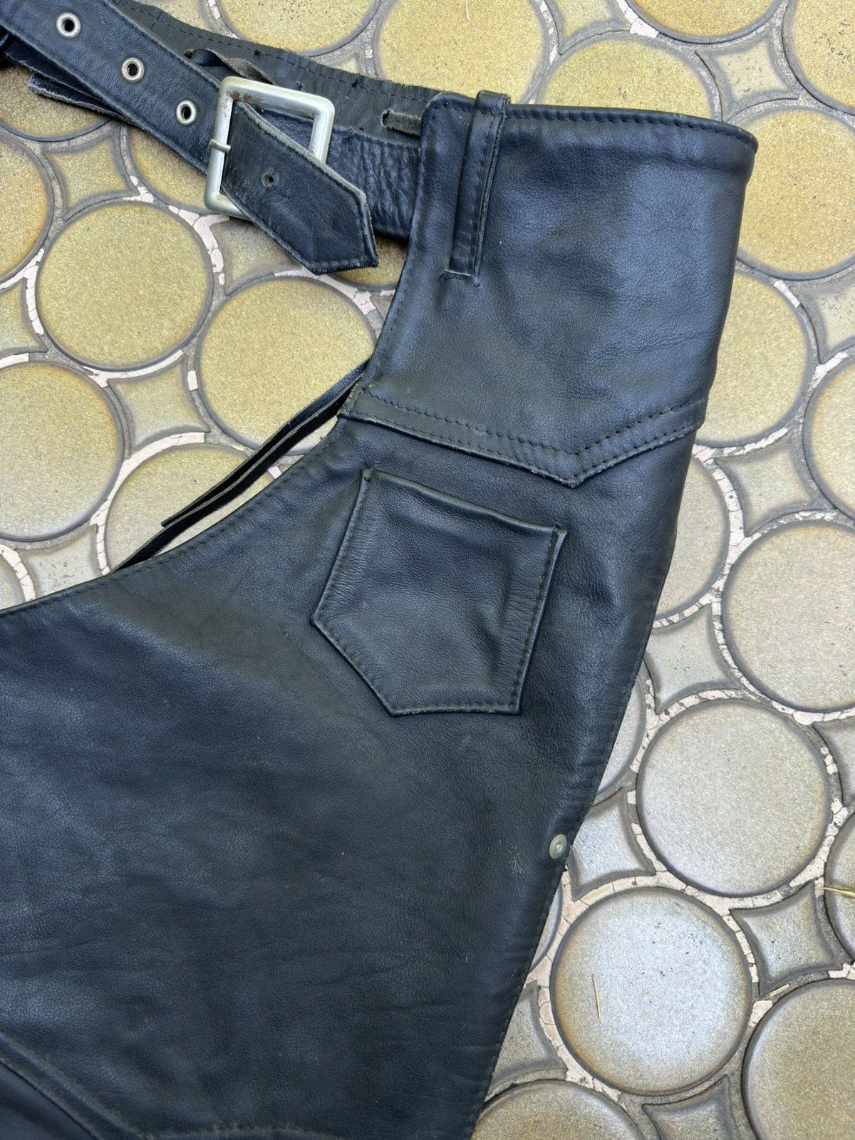 Schott Schott Black Leather Chaps Size 40 - 7 Thumbnail