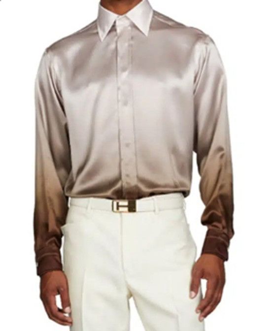 Tom Ford o1loc1c1224 94Y1DP Shirt in White/ Brown Size US M / EU 48-50 / 2 - 1 Preview