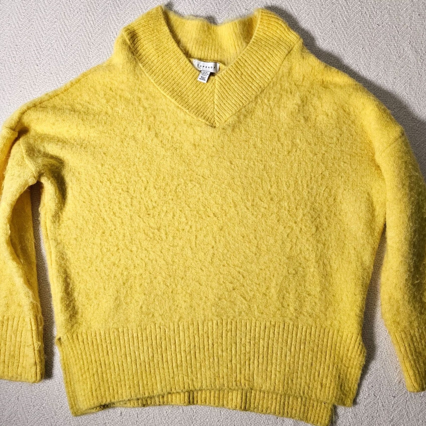 Topshop Topshop Sweater Pullover V-Neck Yellow XS 2 0 Women’s Long Sleeve Knit Quick & Easy Casual Reserved Women’s Size XS / US 0-2 / IT 36-38 - 5 Thumbnail