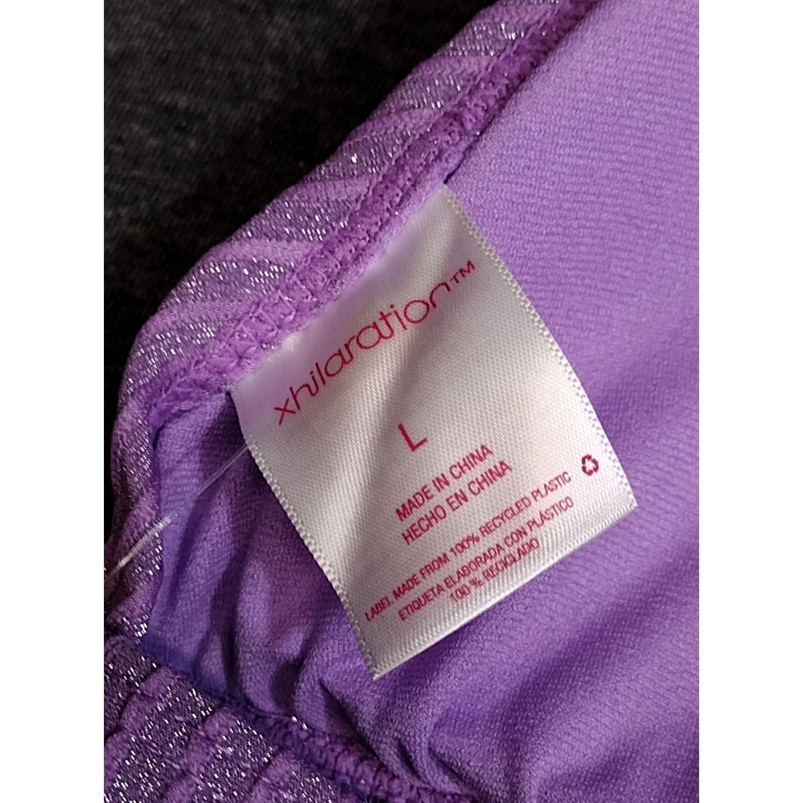 Vintage Xhilaration Women's Purple Glitter Detail Cross Back Bikini Top L Purple Glitter Detail Cross Back Padded Size L / US 10 / IT 46 - 6 Thumbnail