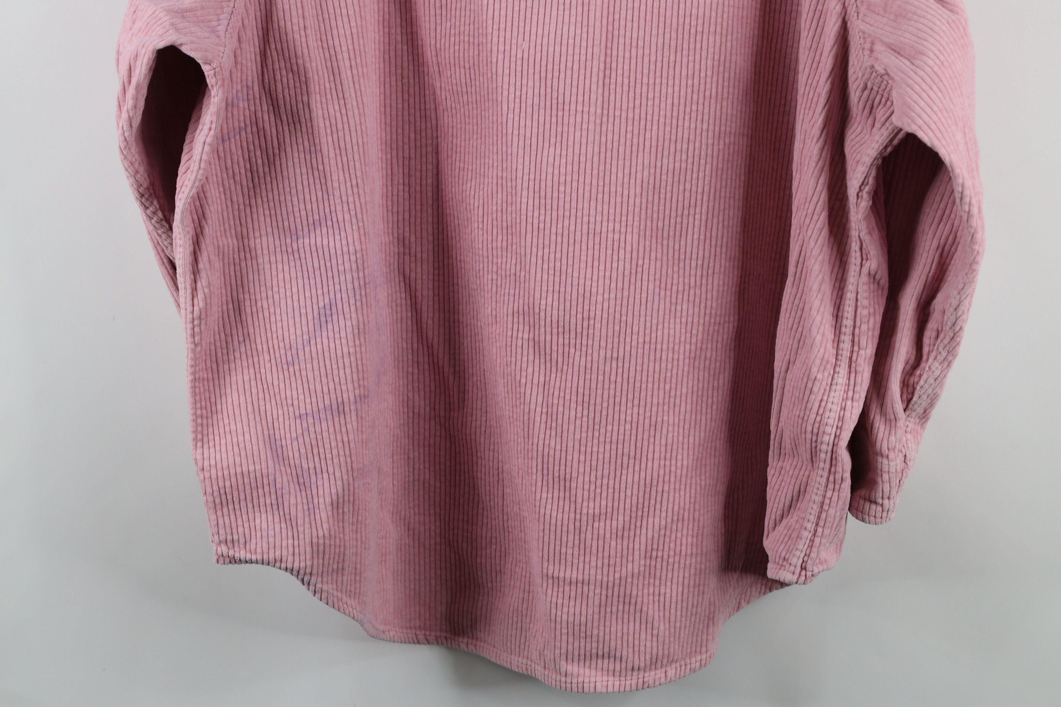 Vintage Vintage 90s Streetwear Corduroy Full Zip Shirt Jacket Pink Size 3XL / US 20-22 - 14 Thumbnail