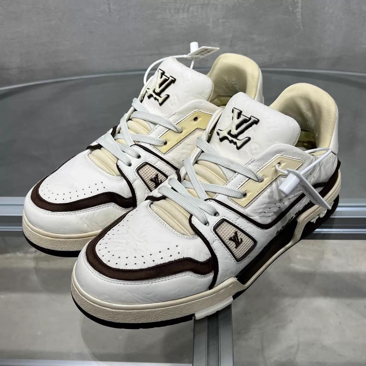 Louis Vuitton LV Trainer Tyler Cream AOP UK4 Size US 7.5 / IT 37.5 - 2 Thumbnail