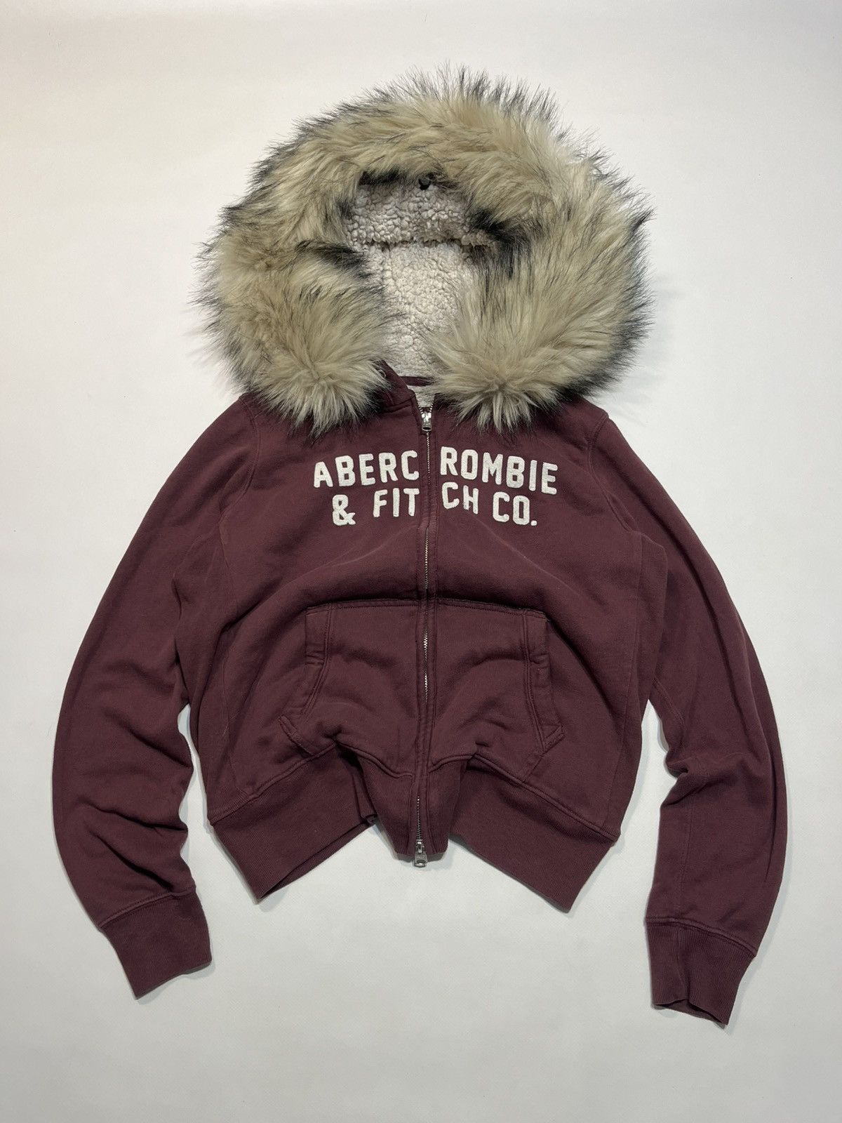 Abercrombie & Fitch Y2K Abercrombie FUR Fuzzy Vintage Distressed Hoodie Size L / US 10 / IT 46 - 1 Thumbnail