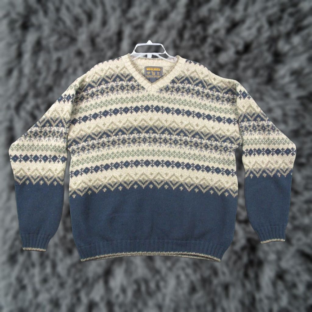 Vintage VINTAGE Woolrich Argyle Sweater XL Men's Blue Made in USA Size US XL / EU 56 / 4 - 1 Thumbnail