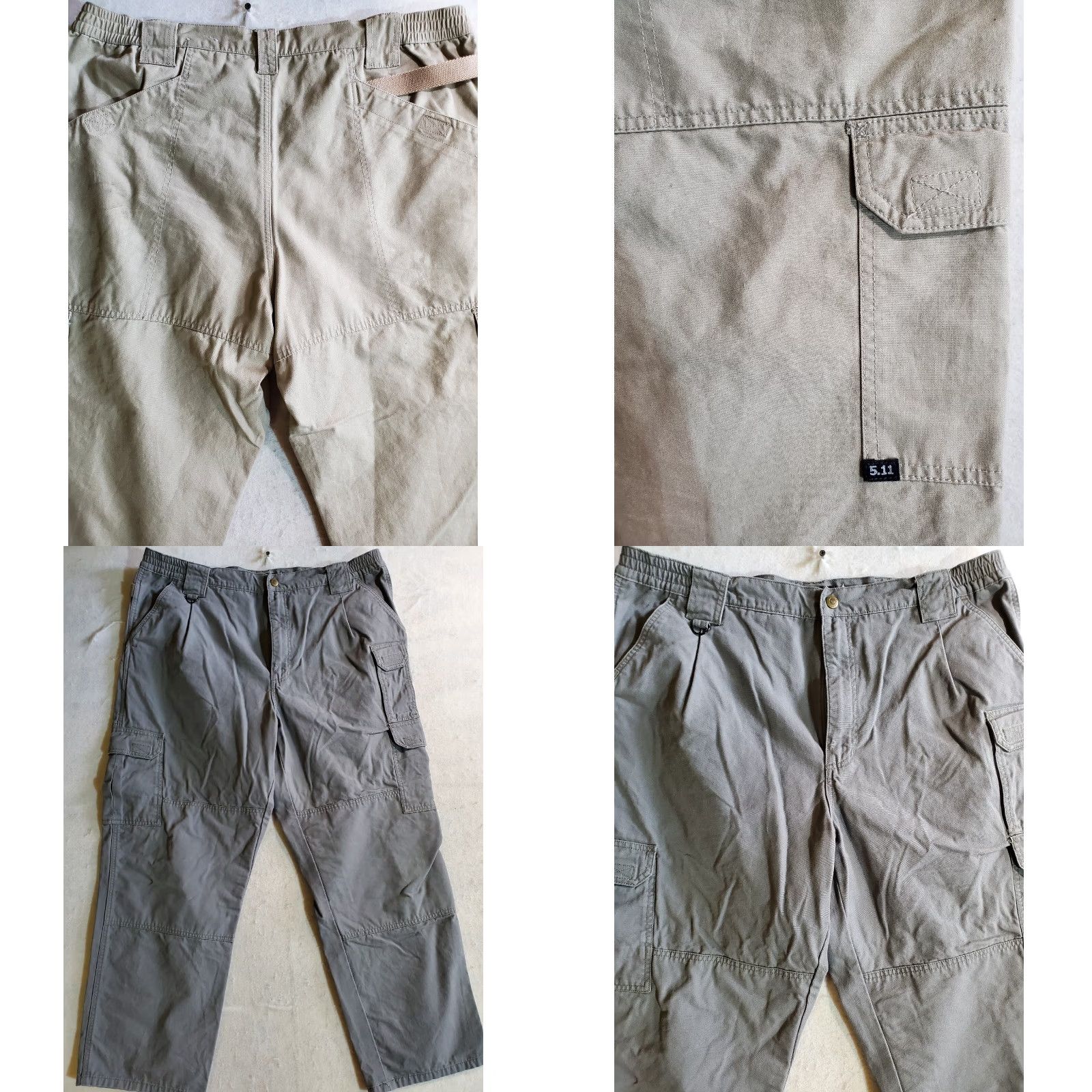 Vintage 5.11 Tactical Pants Mens 40x30 Cargo Pockets Tan & Gray 2 Pair 74251 Relaxed Straight Canvas 100% Cotton Utility Workwear Casual Size US 40 / EU 56 - 8 Thumbnail