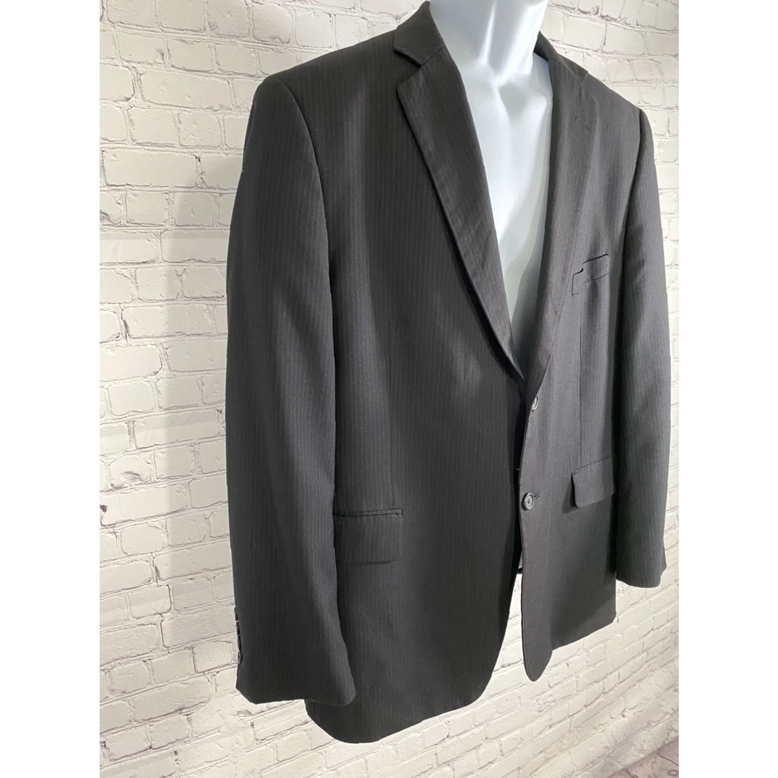 Doublet Wilke Rodriguez Blazer 44R Black Pinstripe Double Vented Two Button Size 44R - 2 Thumbnail