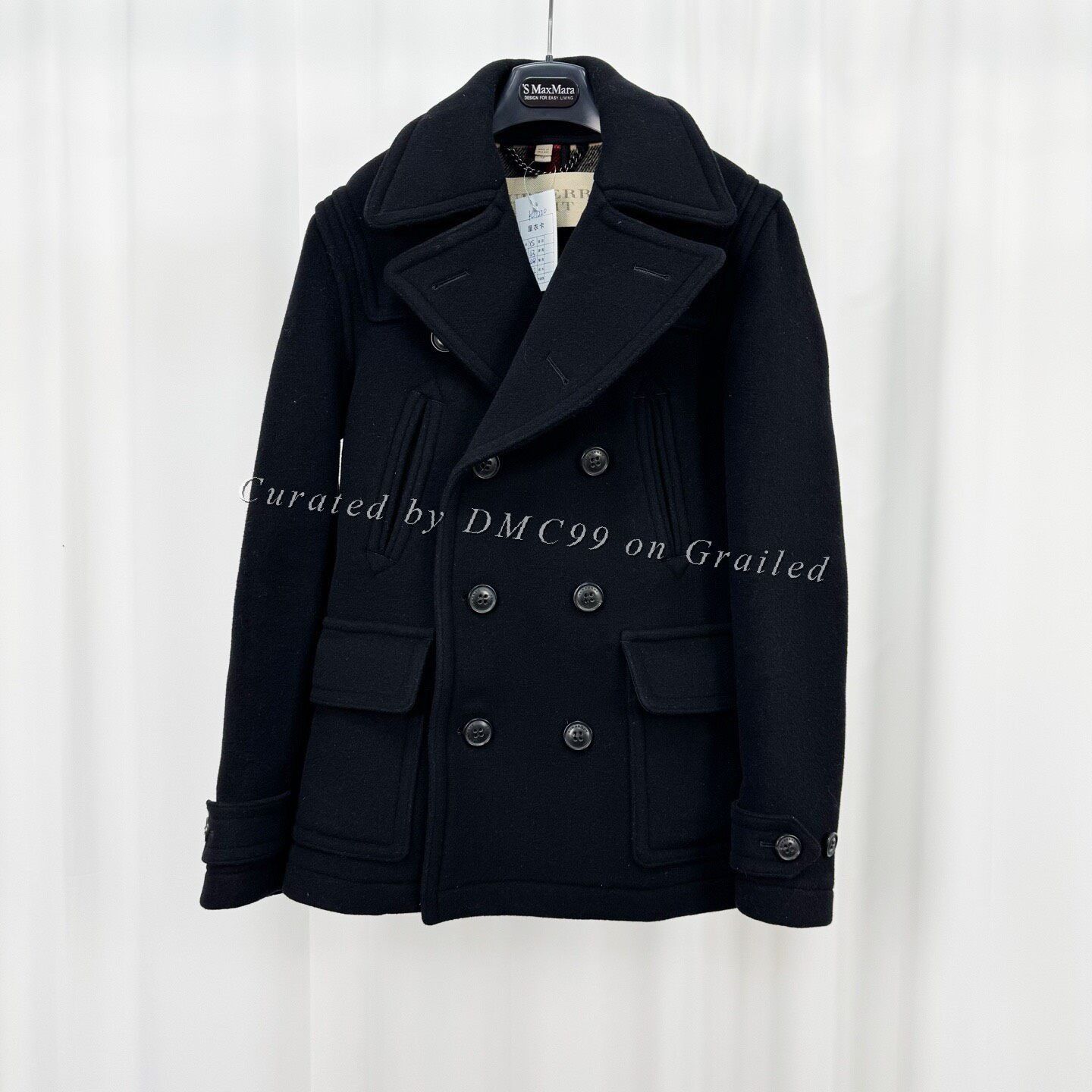 Burberry Burberry Black Double-Breasted Check Wool Coat Size US XS / EU 42 / 0 - 1 Thumbnail