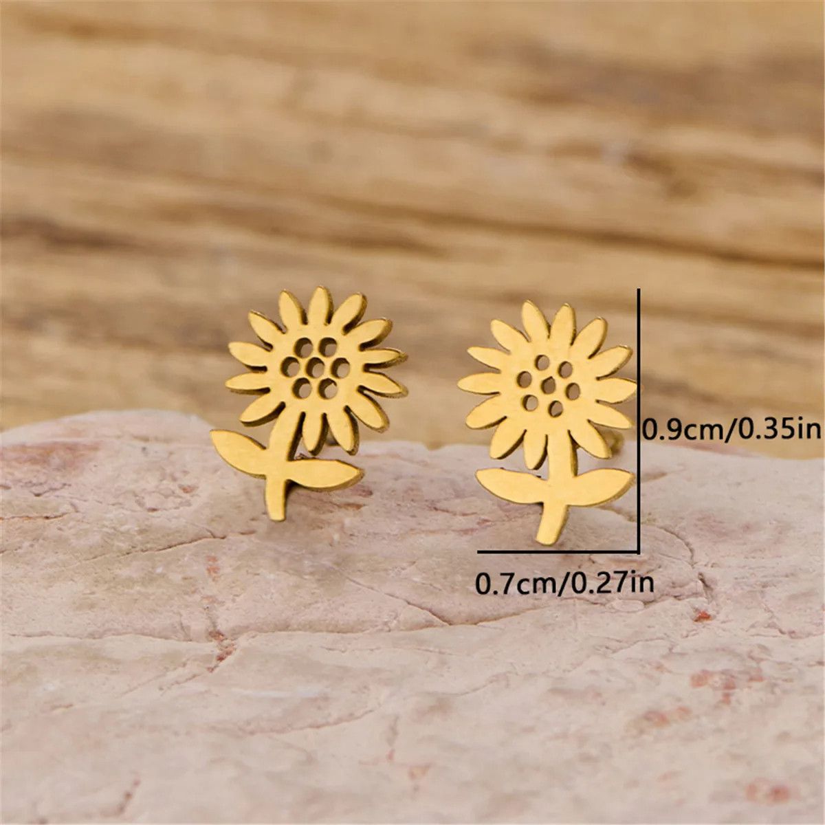Jewelry Mini Sunflower Stud Earrings Charm Earring Gift Size ONE SIZE - 3 Thumbnail