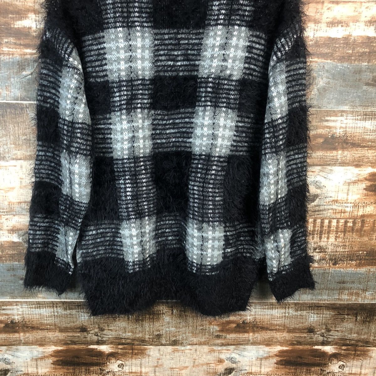 Homespun Knitwear × Japanese Brand DL Azul Black mohair shaggy fur Knitwear #C348 Size US M / EU 48-50 / 2 - 14 Thumbnail