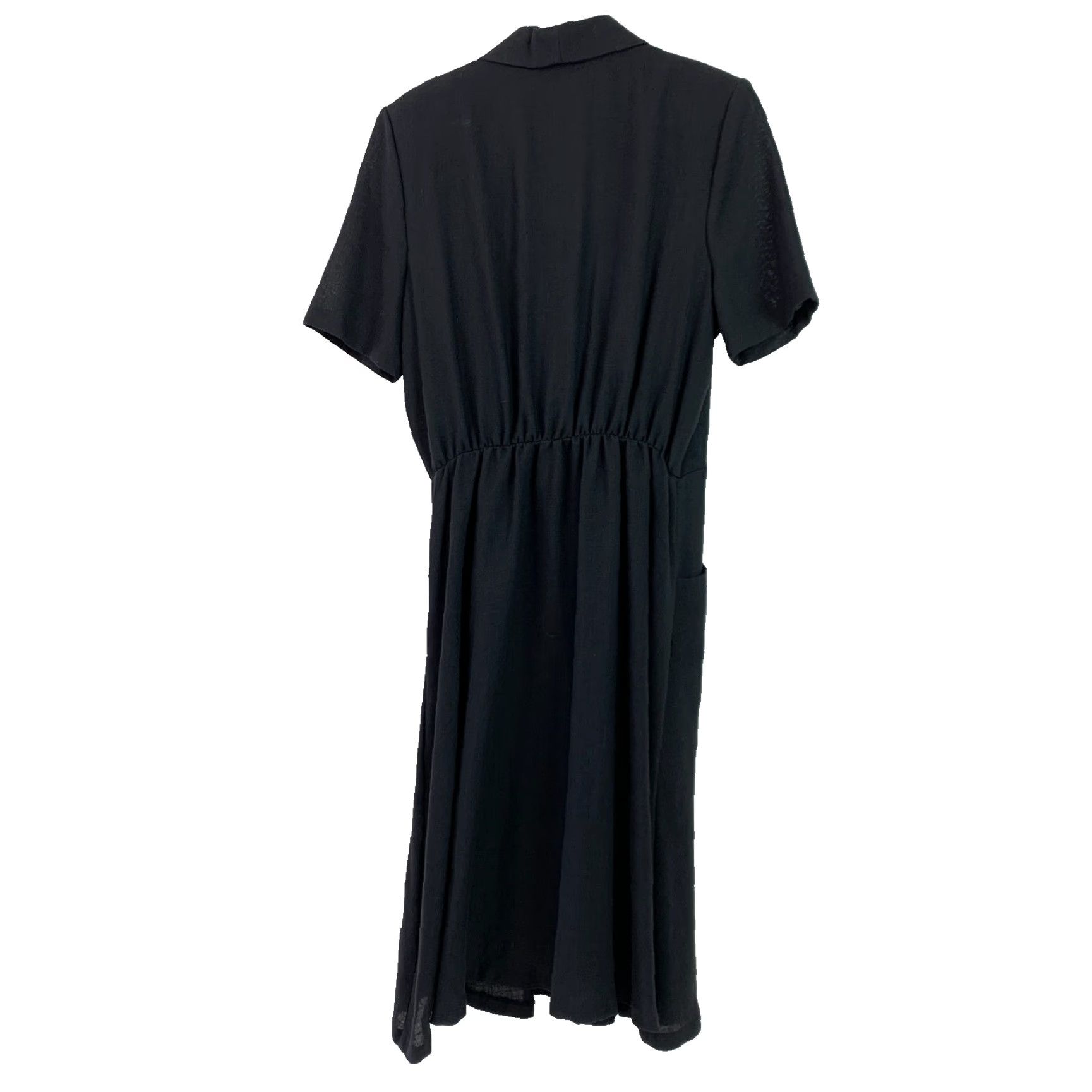 Vintage VINTAGE Sabino Linen Blend Button Up Black Maxi Modest Dress XL 90s Sleeves Cap V-Neck Button Front 48" Length Womens Size XL / US 12-14 / IT 48-50 - 6 Thumbnail