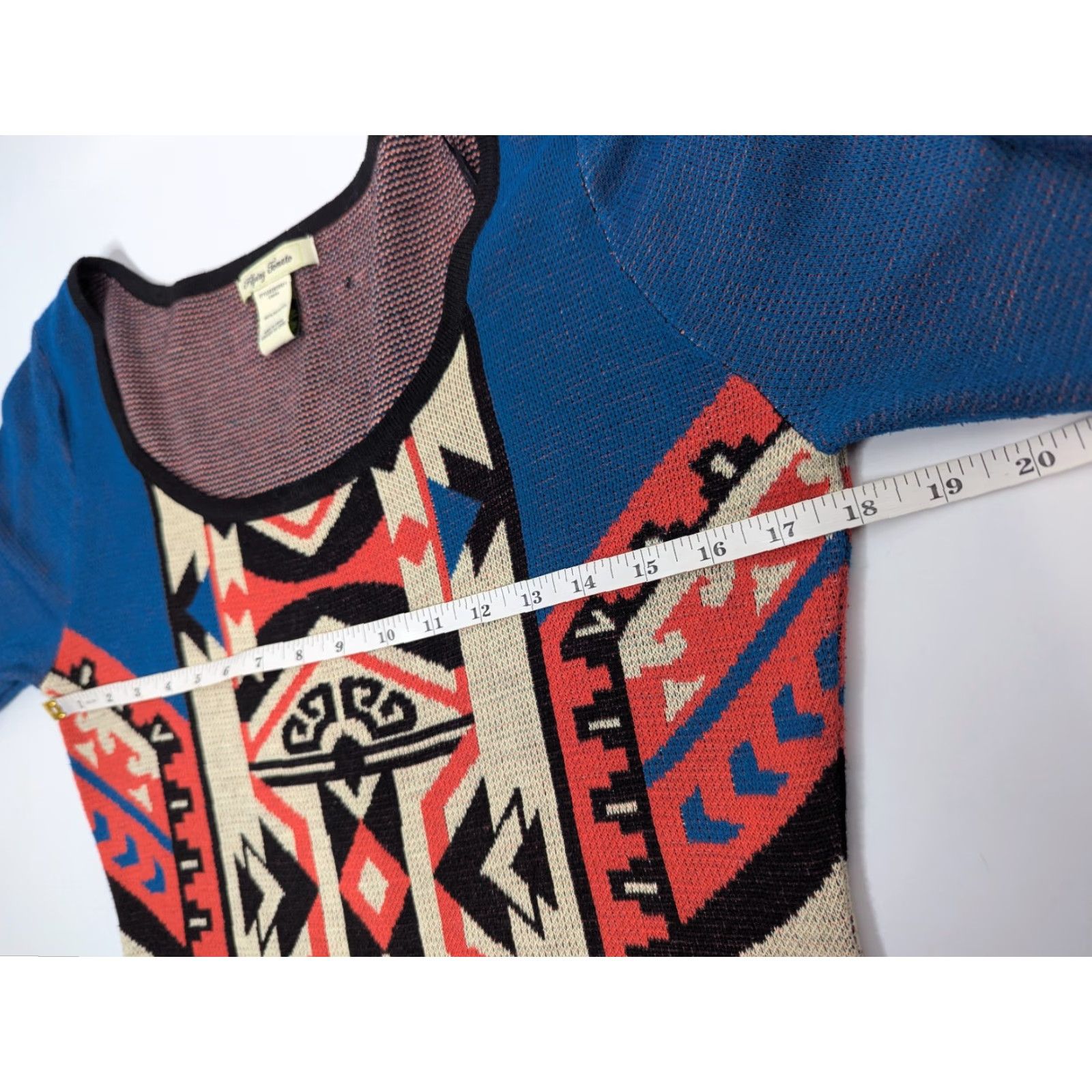 Vintage Flying Tomato Womens Aztec 3/4 Sleeve Scoop Neck Boho Sheath Sweater Dress Large Size L / US 10 / IT 46 - 6 Thumbnail