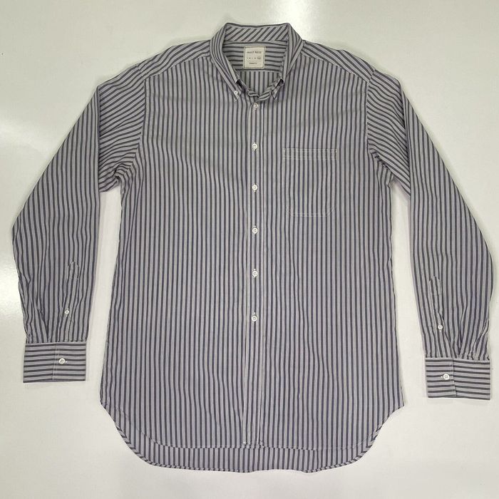 Billy Reid Billy Reid Dress Shirt Italy Blue Gray Stripe Button