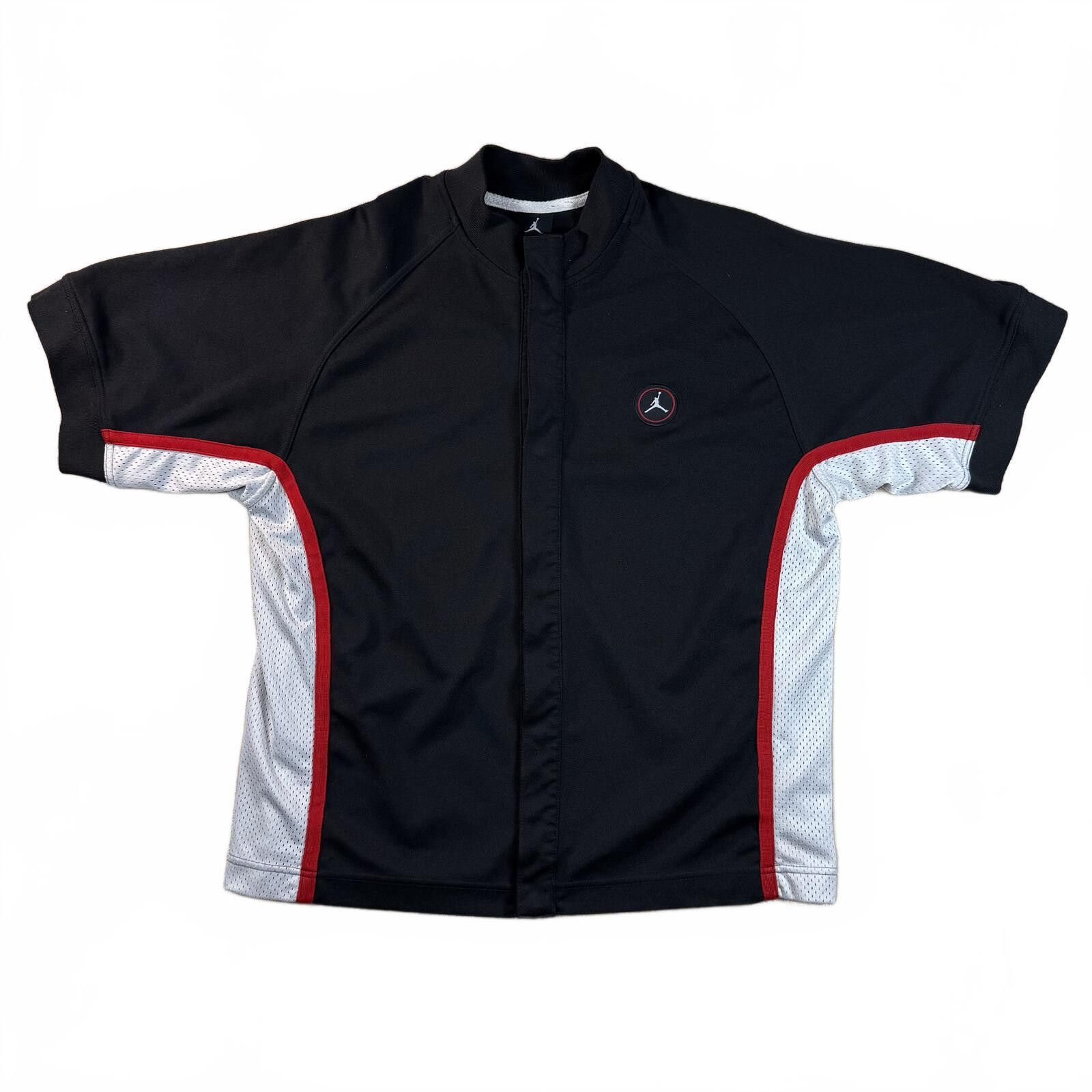 Jordan Brand Vintage Jordan Button Up Warm Up Shirt XL Black Red Size US XL / EU 56 / 4 - 1 Thumbnail