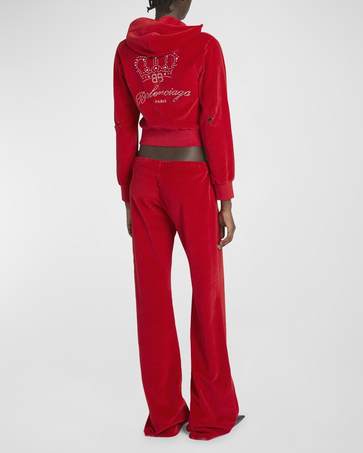 Balenciaga o1bcso1str0525 Low Waist Tracksuit Trouser in Red Size 27" / US 4 / IT 40 - 2 Thumbnail