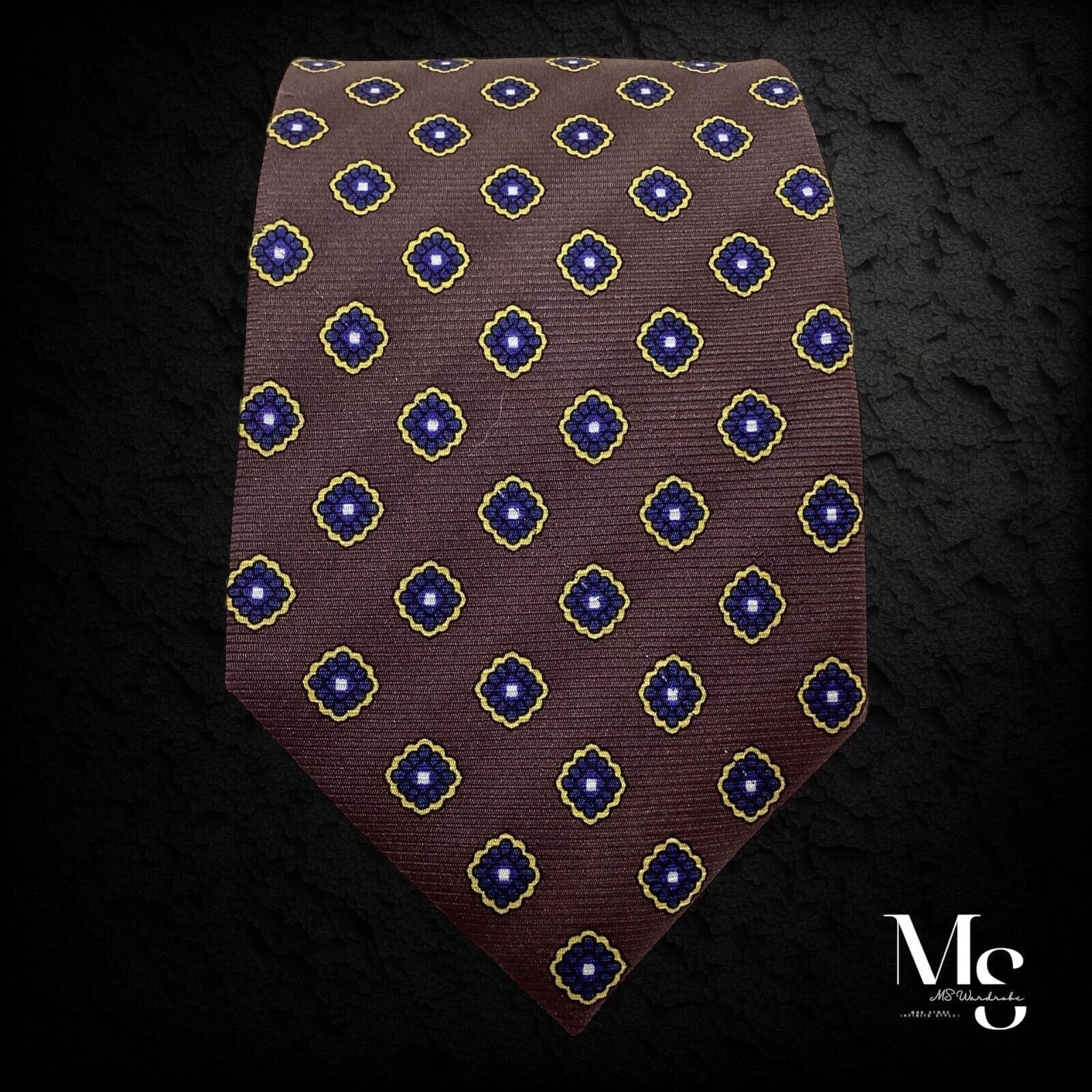 Other SHORE & SINGER Brown Geometric Luxury Silk Tie Hand Made W:3 Size ONE SIZE - 5 Thumbnail