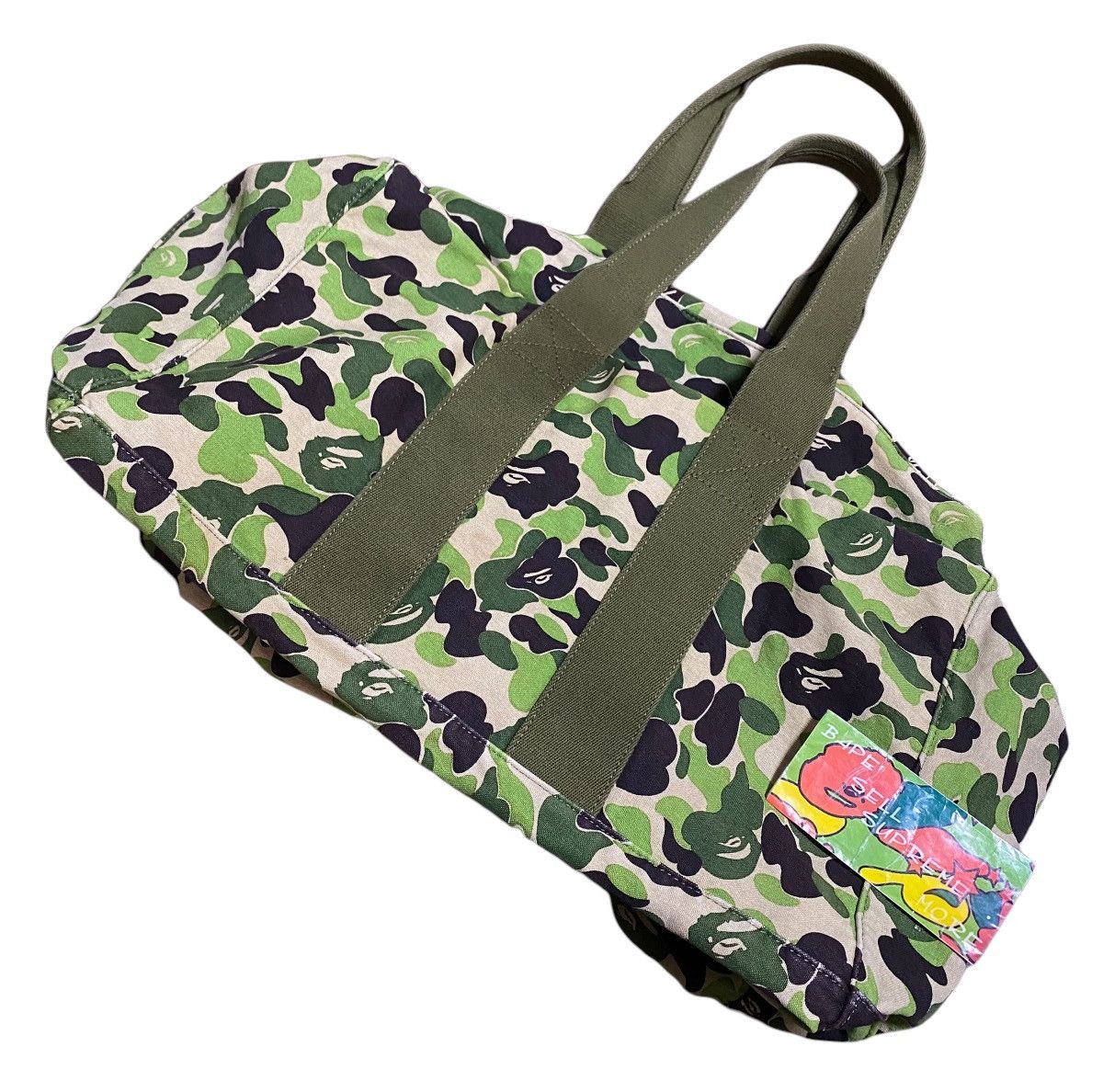 image of Bape Porter Boston Bag in Green Camo, Men's