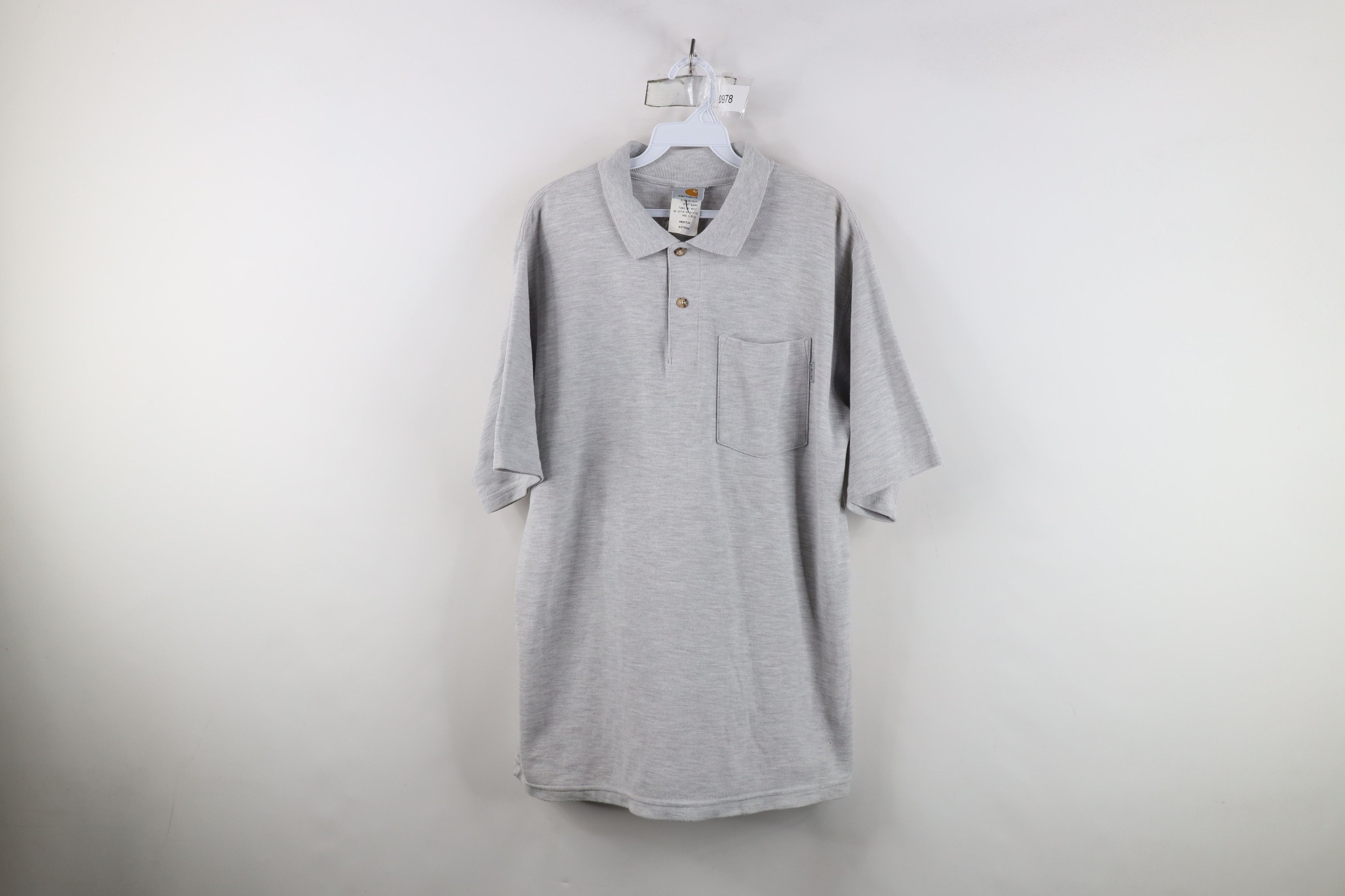 Carhartt Vintage 90s Carhartt Out Short Sleeve Pocket Polo Shirt Gray Size US M / EU 48-50 / 2 - 1 Thumbnail
