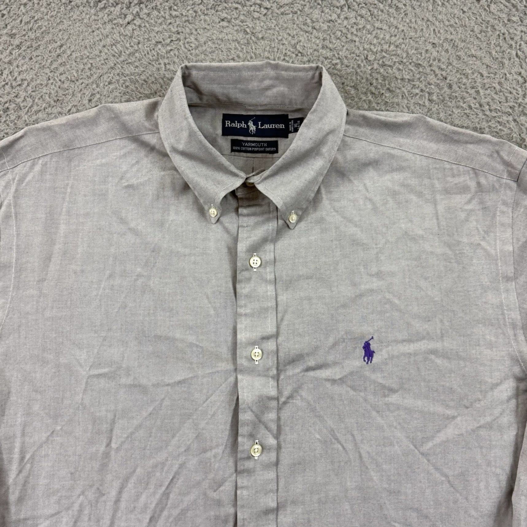 Polo Ralph Lauren VINTAGE Polo Ralph Lauren Shirt Men XL Gray Yarmouth Button Up Long Sleeve Oxford Preppy Size US XL / EU 56 / 4 - 3 Thumbnail